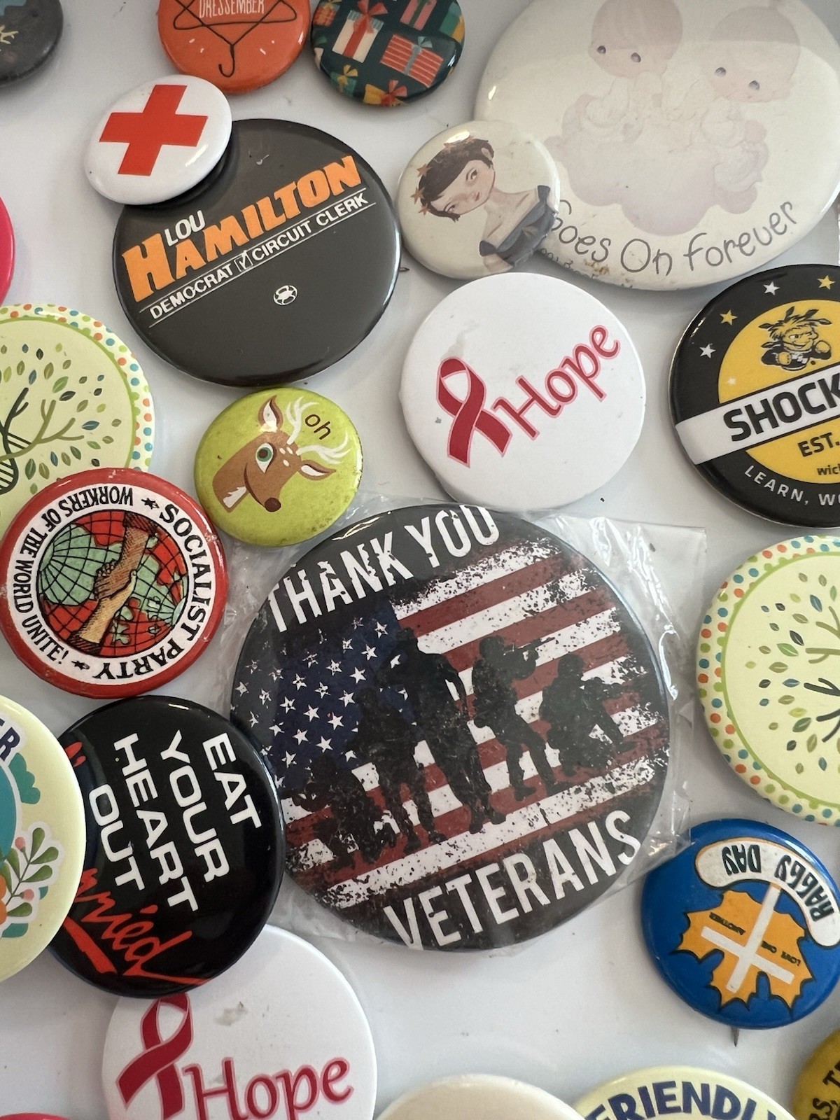 Lot 70+ Vintage Pinback Buttons Political Advertisement Pop Culture Assorted Mix
