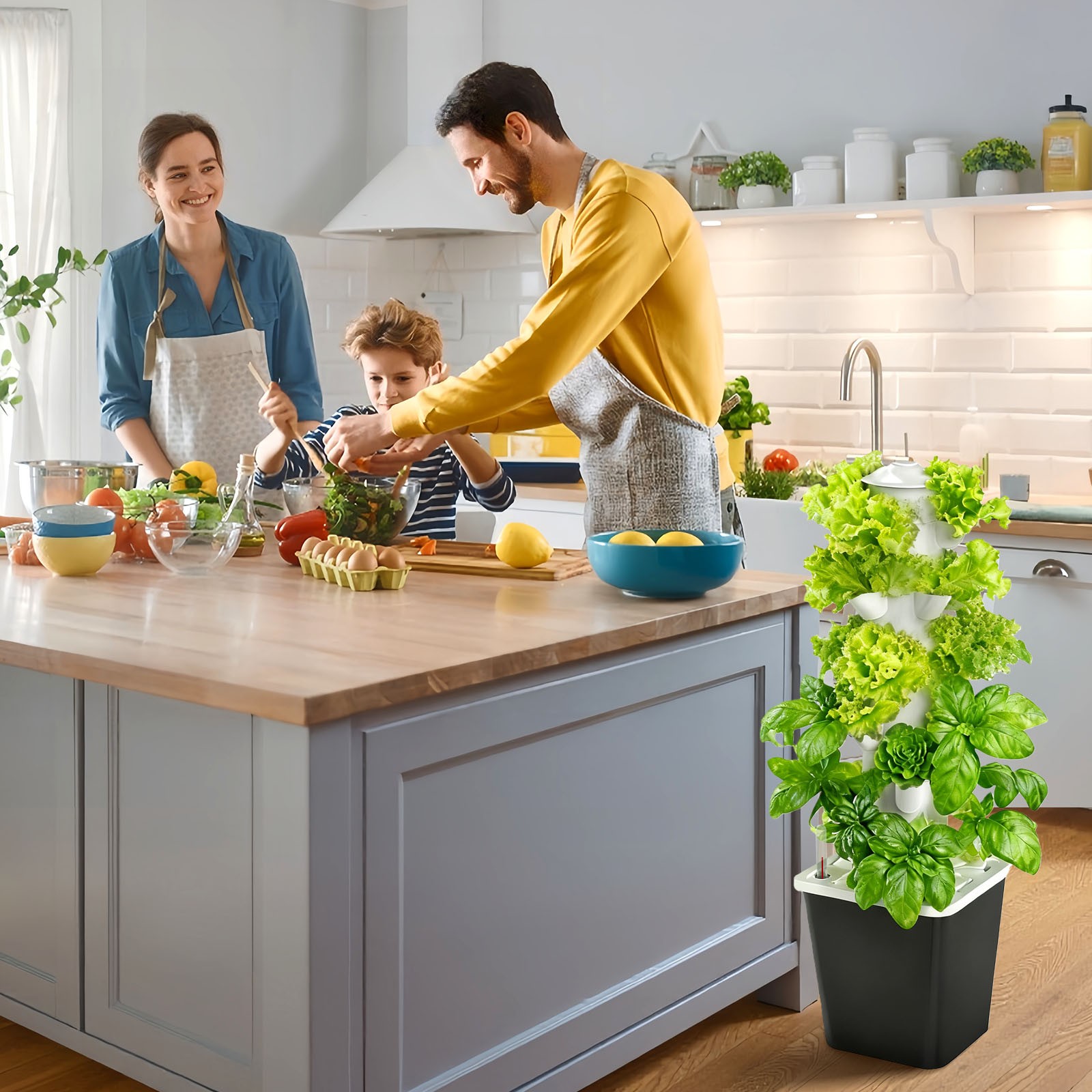 30 Pods 6-Tier Vertical Hydroponic Growing Tower with Lights