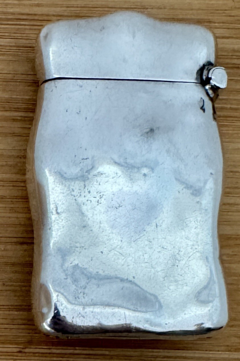 VERY RARE UNGER BROTHERS STERLING MERMAID AND CATFISH MATCH SAFE VESTA C. 1905