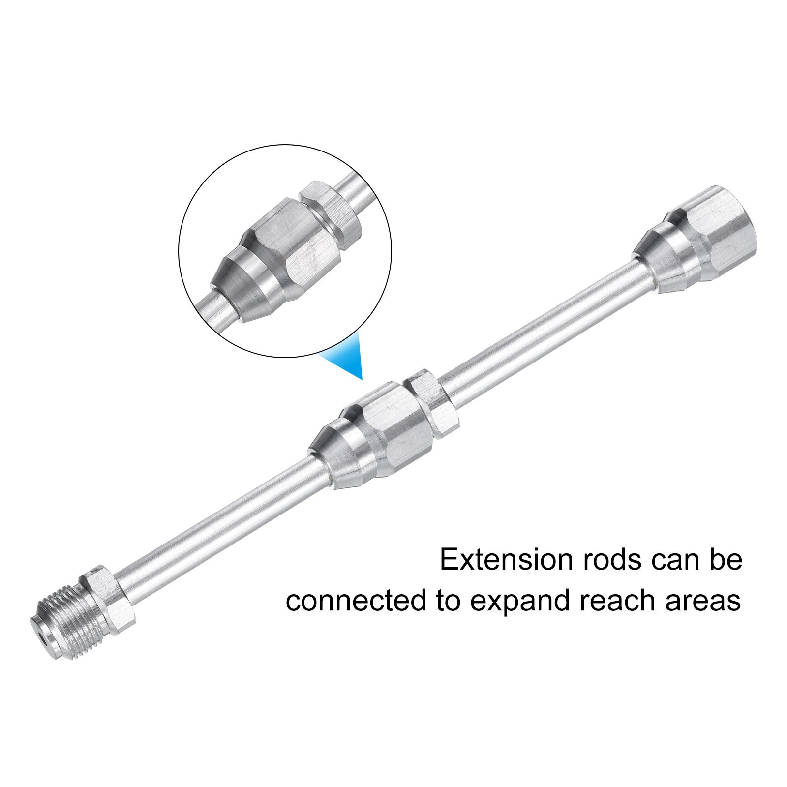 2 Set 15cm/6" Airless Paint Sprayer Spray Gun Tip Extension Pole Rod Silver