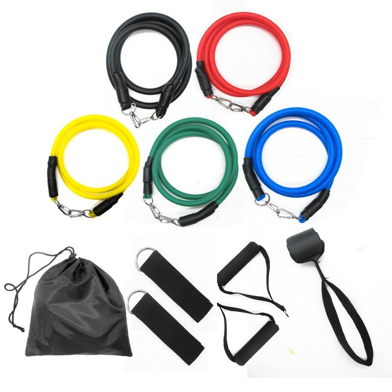 11 PCS Resistance Bands Portable Set, with Door Anchor, For Home Work out !