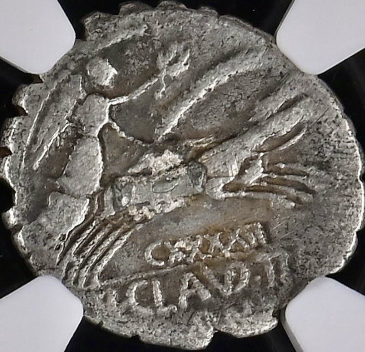 Tiberius Claudius Nero Roman Republic Silver Denarius 79BC NGC Genuine Serratus