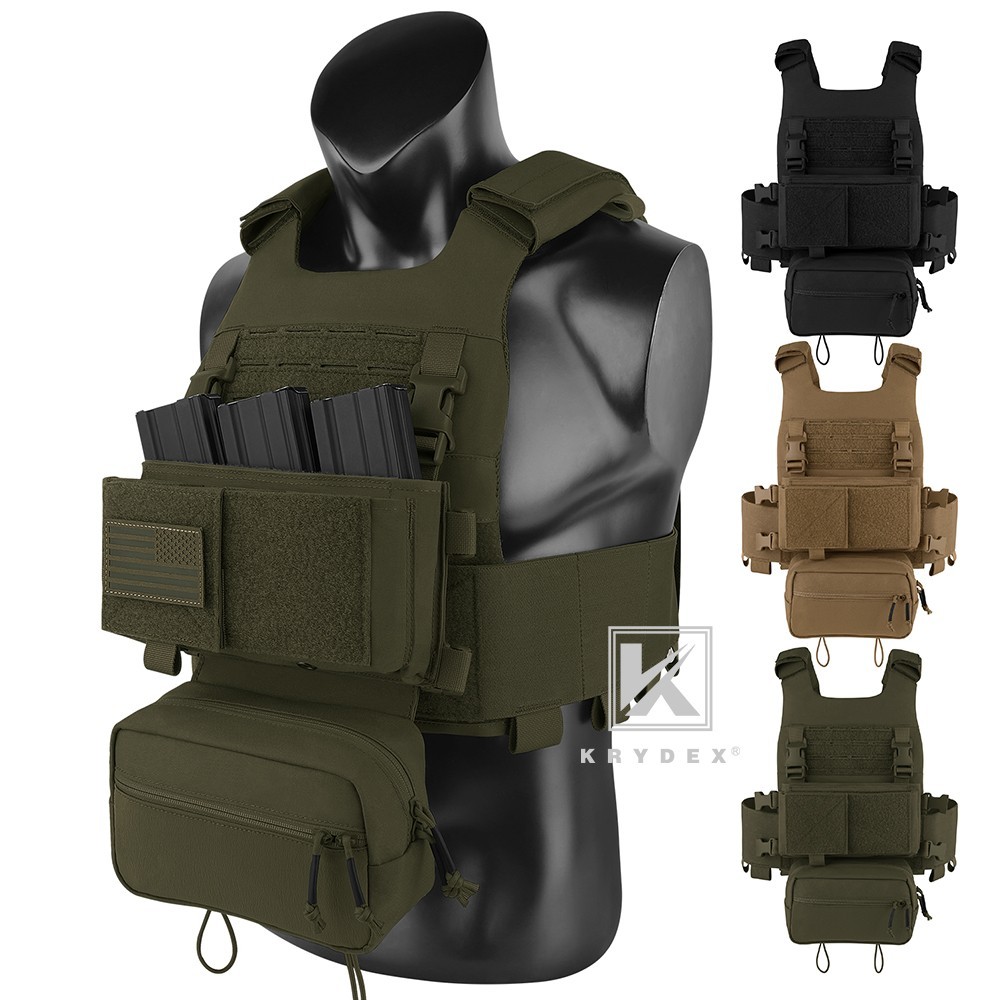 KRYDEX Low Vis Slick Molle Plate Carrier & Tactical Placard Holder & Drop Pouch