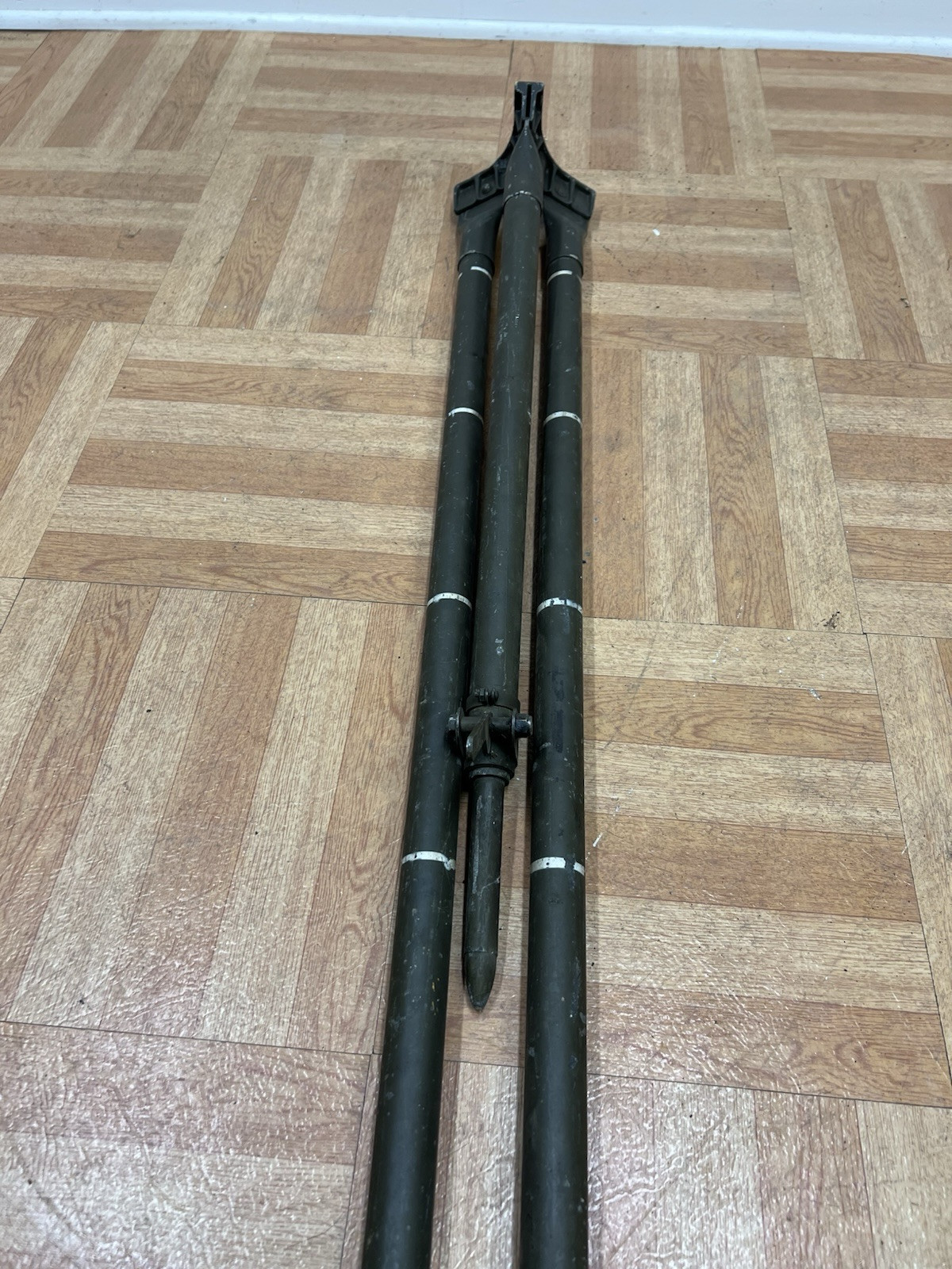 Vintage ALUMINUM TRIPOD metal military transit light stand survey industrial 4'