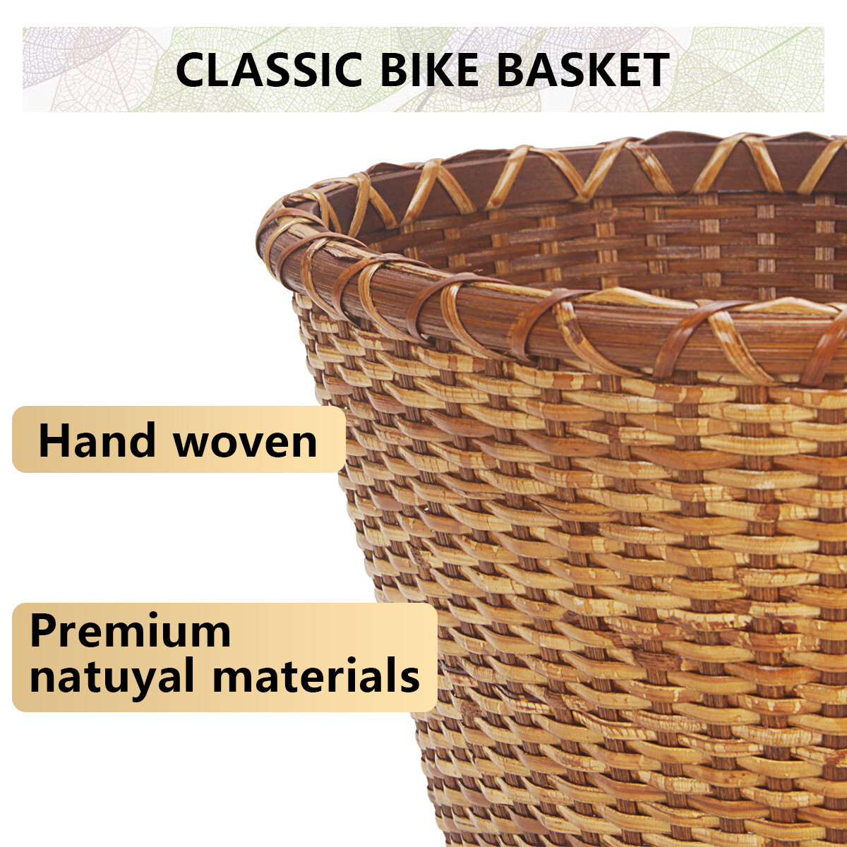 Retro Bike Basket Wicker Woven Bicycle Front Basket Handlebar Storage Basket