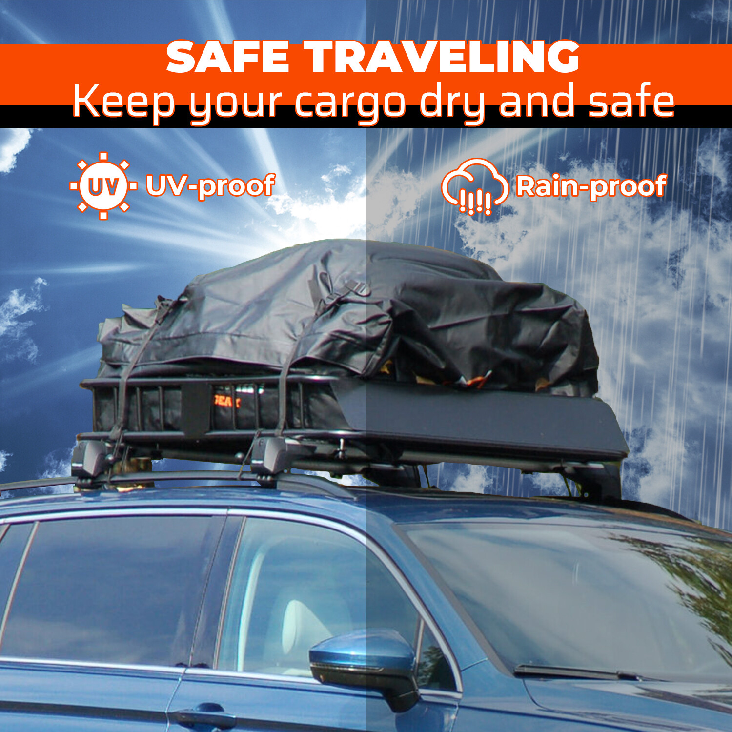 64" Universal Black Roof Rack Cargo Carrier w/ Extension Luggage Hold Basket SUV