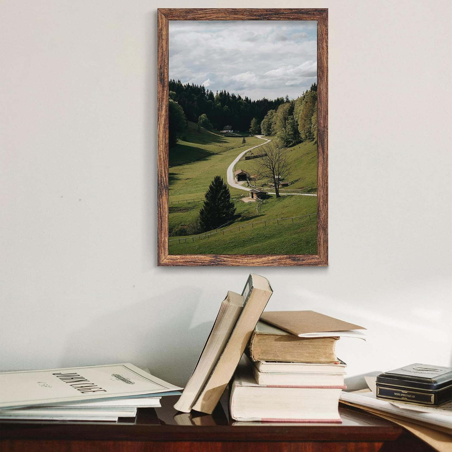 11X17 Picture Frame Brown, Classic Poster Frame for Horizontal or Vertical Wall