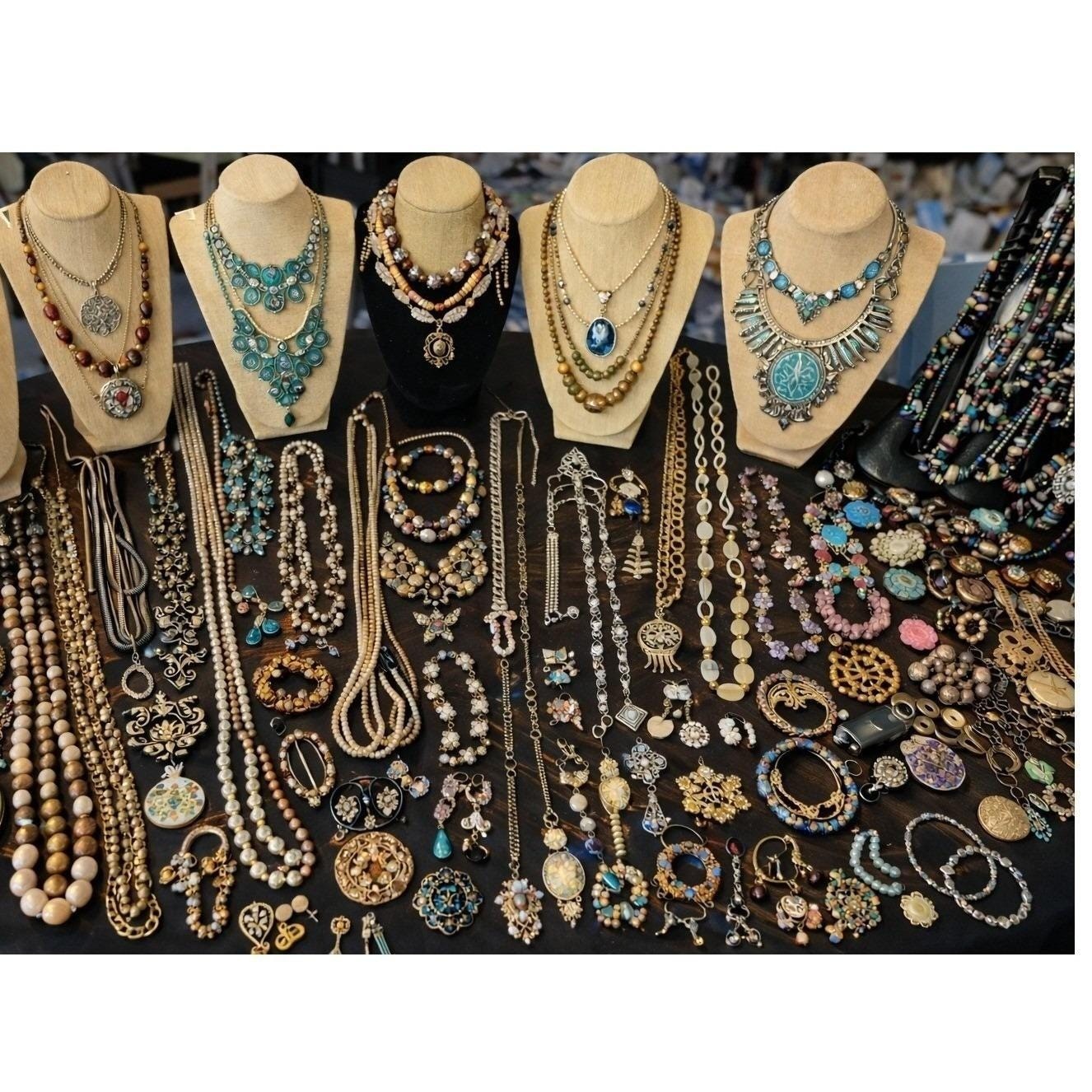 Vintage to now mixed jewelry lot wear resale craft - SURPRISE!