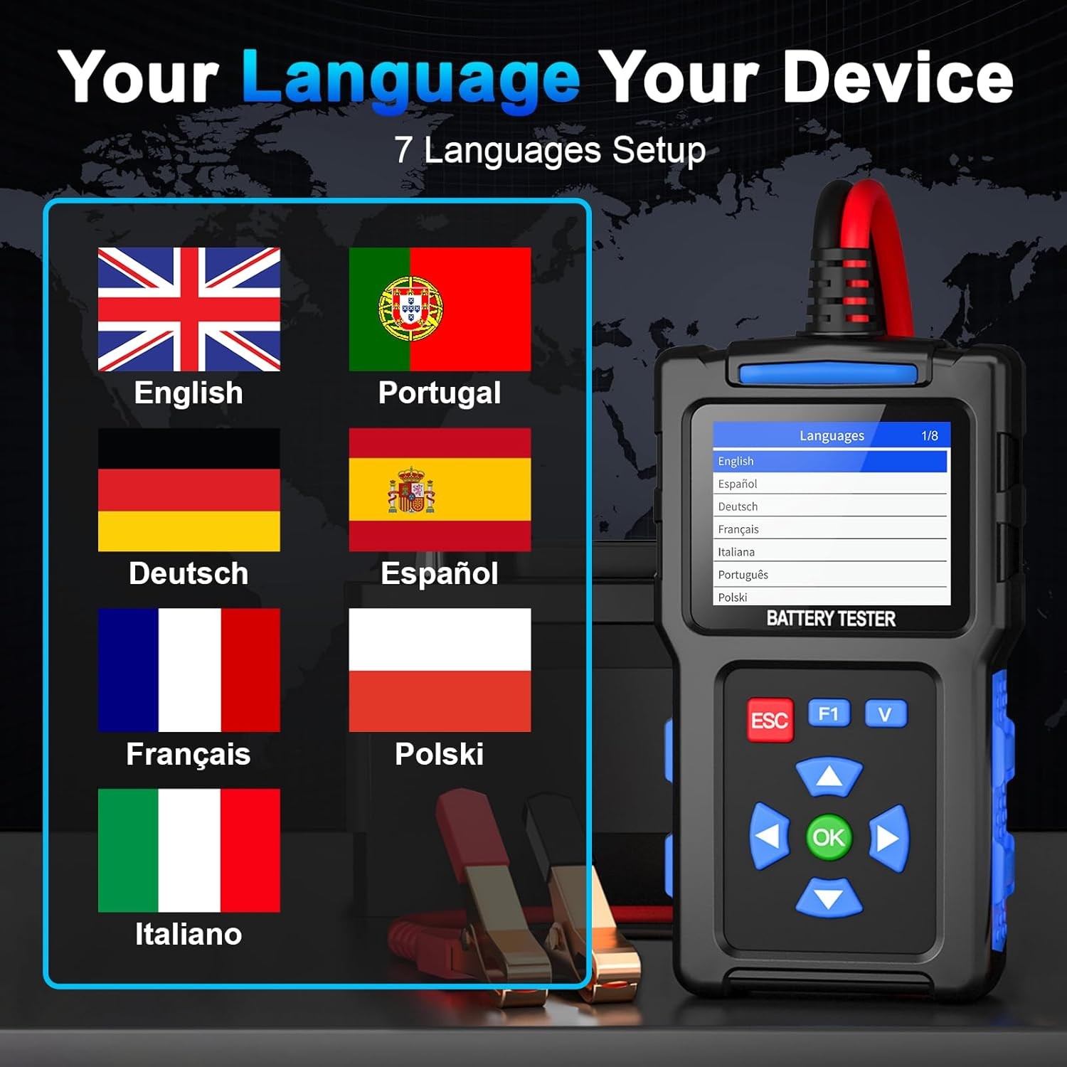 Battery Load Tester 12V 24V Automotive, 20-2000 CCA Car Battery Tester BT300