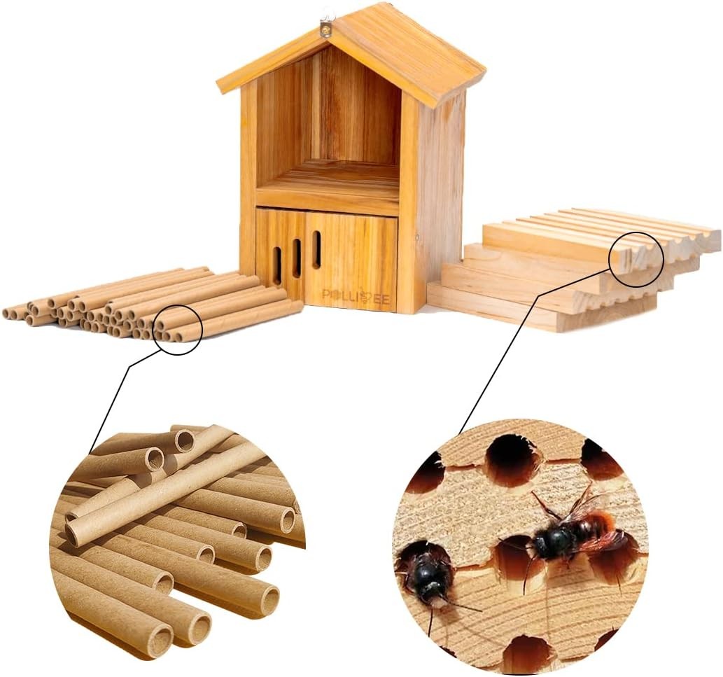 Mason Bee House -Wax Coated Bee Houses,Bee House for The Garden, Mason Bee Ho...