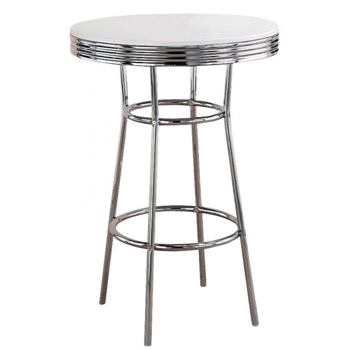 Retro White Chrome Bar Table w 4 Red Glitter Swivel Bar Stools Chairs Set New