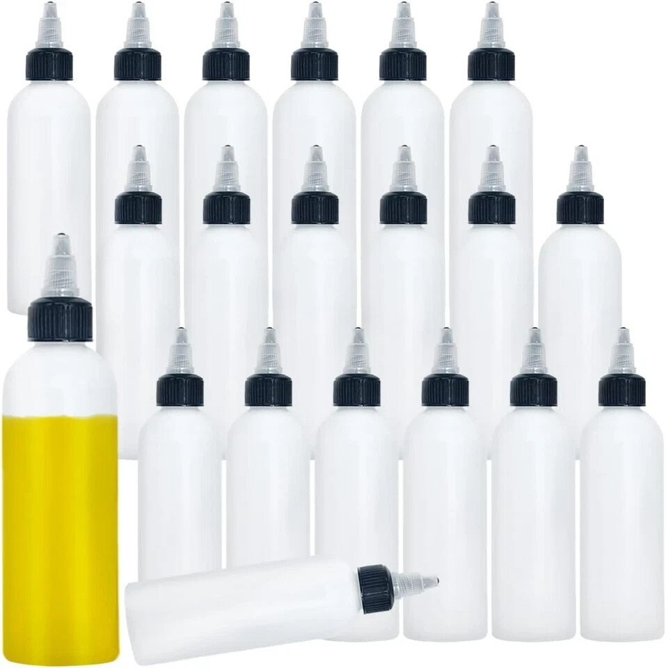 20 Pcs 4 Oz Plastic Squeeze Condiment Bottles with Twist-on Cap White