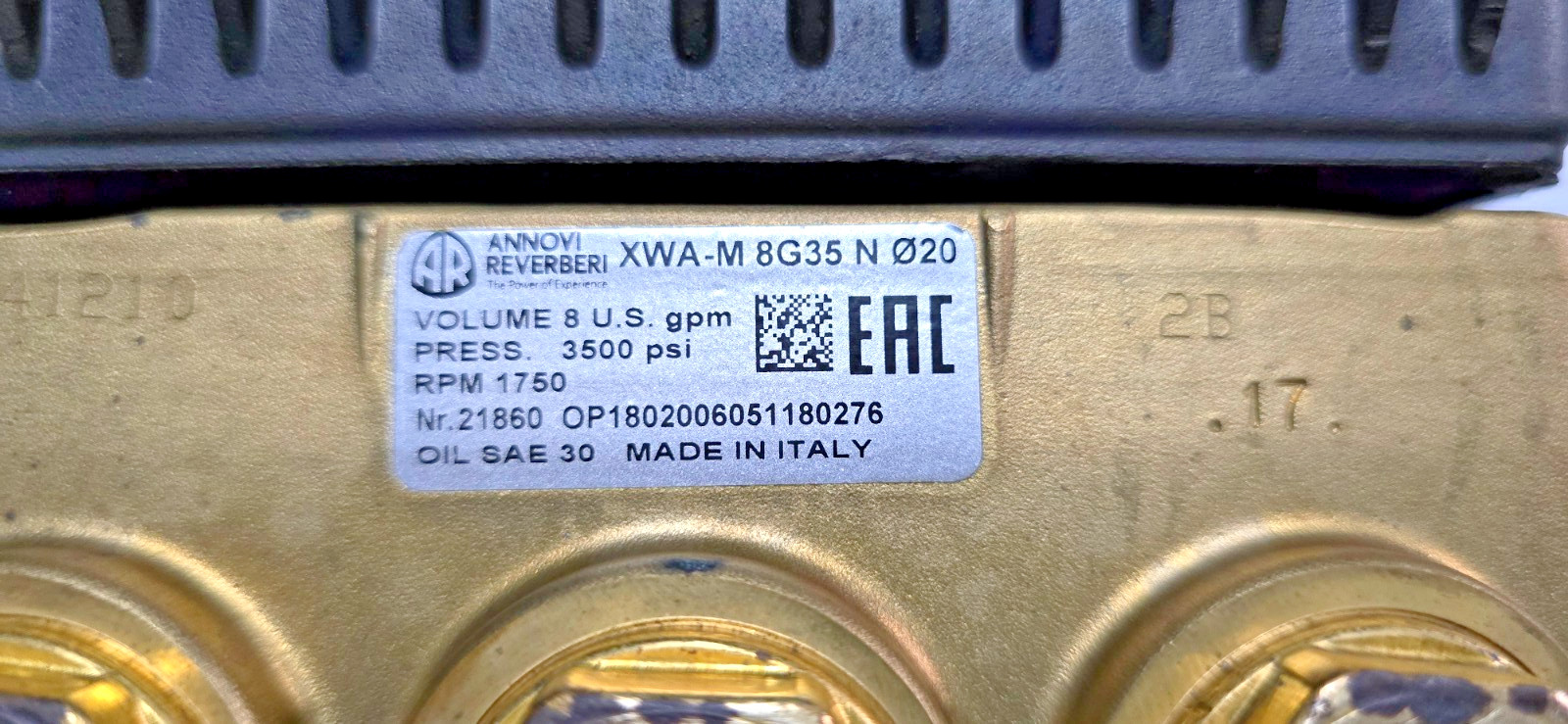 XWA-M 8G35 N PRESSURE WASHER PUMP NEW 3500 PSI RPM 1750 8 U.S. gpm XWA M 8G35