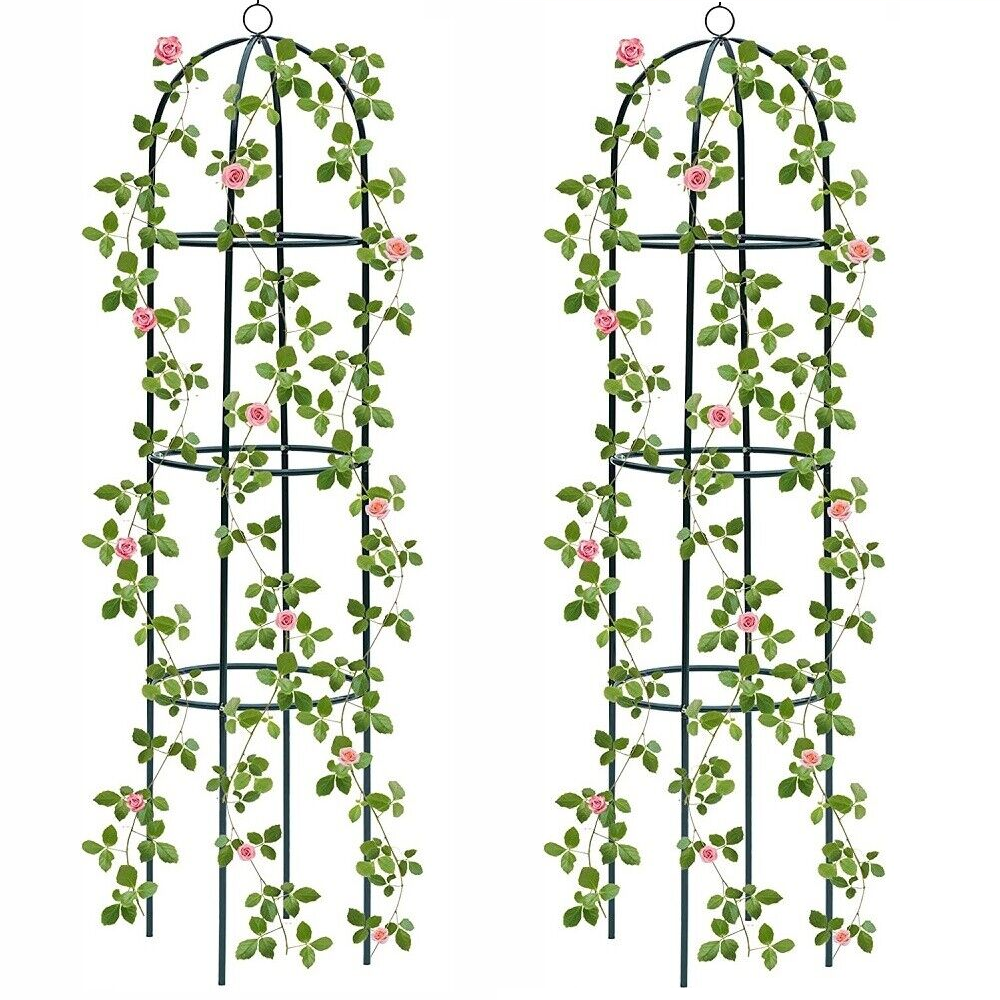 1 2 Pack Metal Garden Obelisk Trellis for Climbing Plants Outdoor 6.3 FT Round