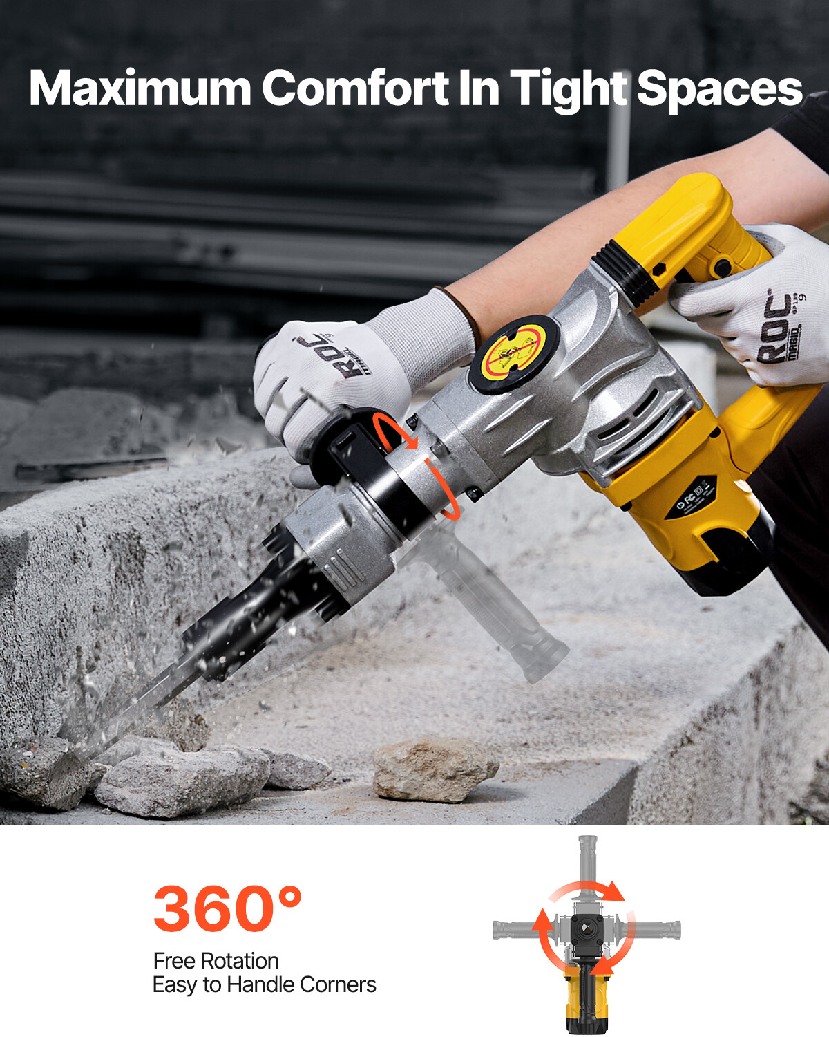 Demolition Jack Hammer Concrete Breaker 1400W Electric Hammer 2 Chisel Bit