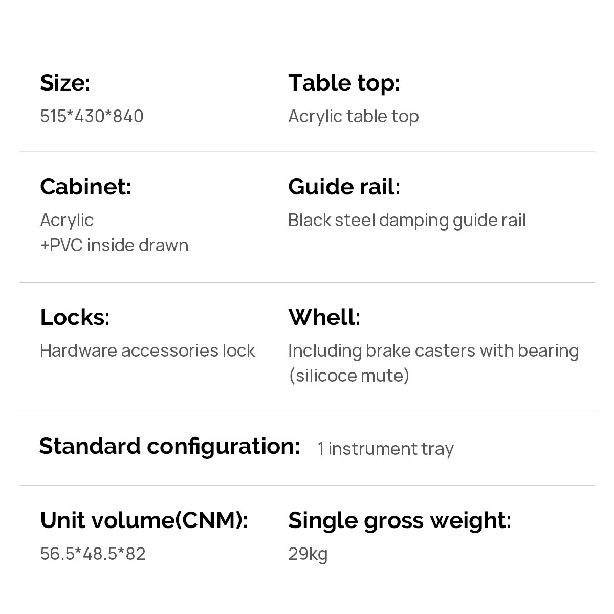 4 Drawers Dental Lab Mobile Cabinet Clinic Cart Medical Trolley W/ Power Socket