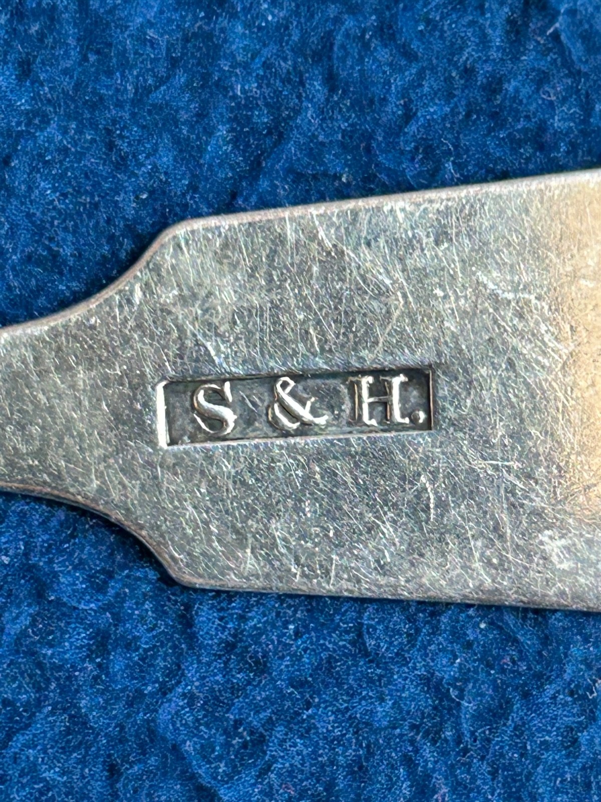 Antique Coin Silver Sauce Spoon Marked S&H. Approx 6” 23.3 Grams Monogrammed