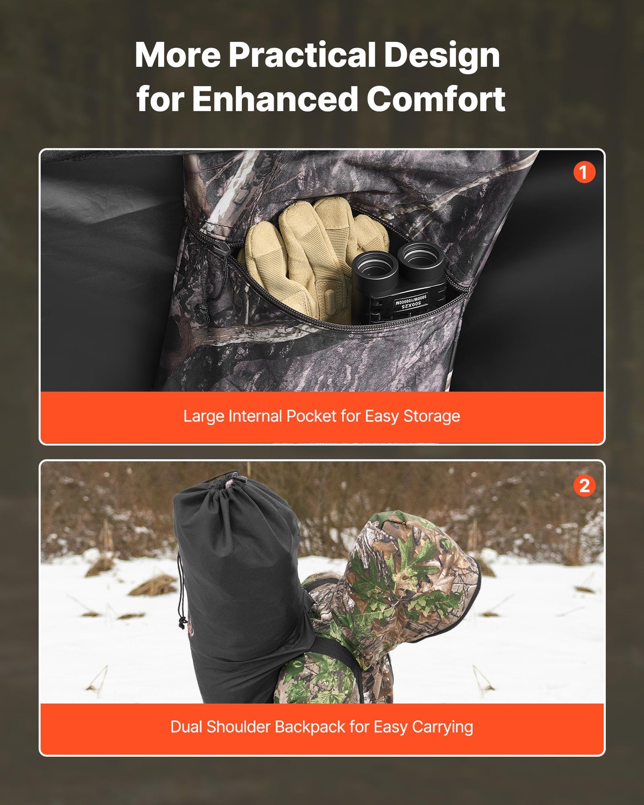 VEVOR Single Person Portable Hunting Blind Ground Deer Duck Blind Carrying Bag