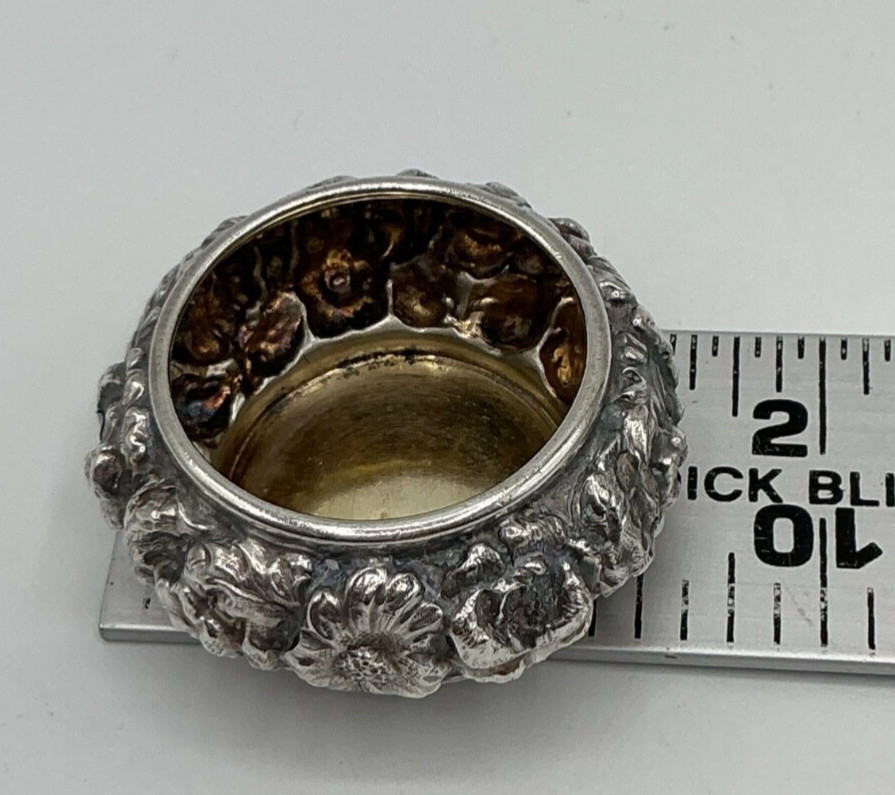 Antique Set Stieff Rose Sterling - Salt Cellar, Spoon and Pepper Shaker, 4 pc