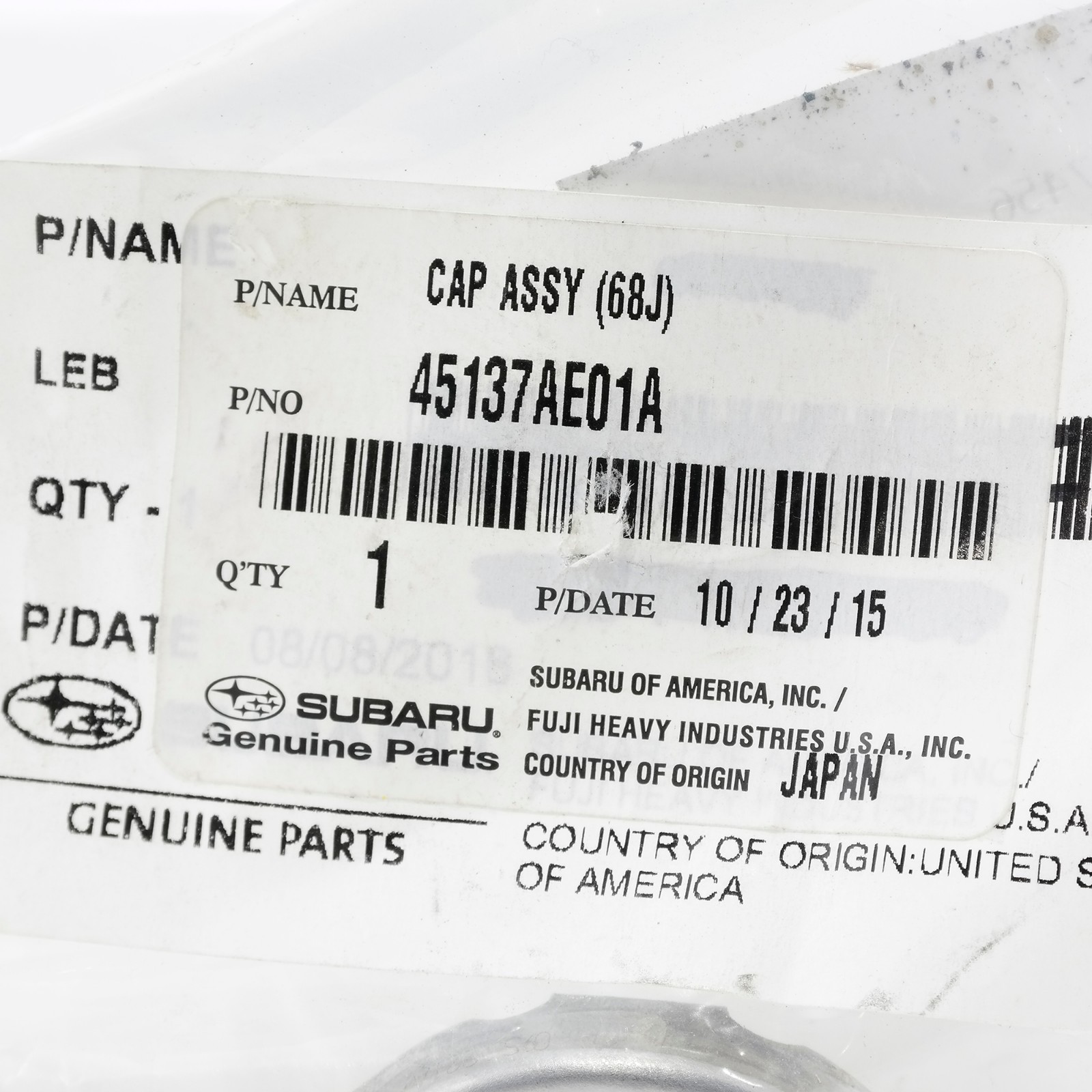 OEM 2001-2019 Subaru Engine Radiator Cap Legacy & Outback 3.0L 3.6L 45137AE01A