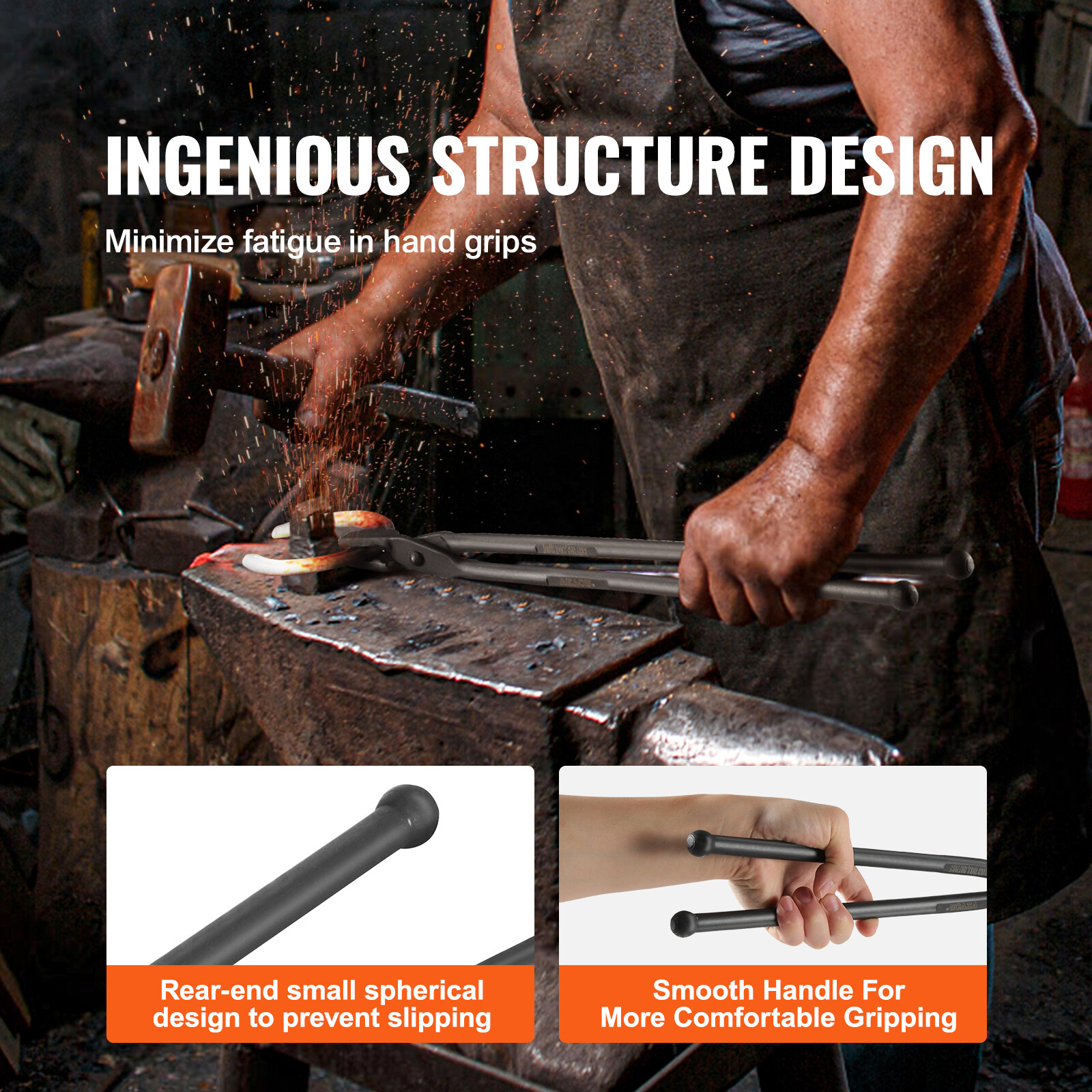 VEVOR Blacksmith Tongs 18” 4 PCS V-Bit Bolt Wolf Jaw Z V-Bit Gripping Tongs