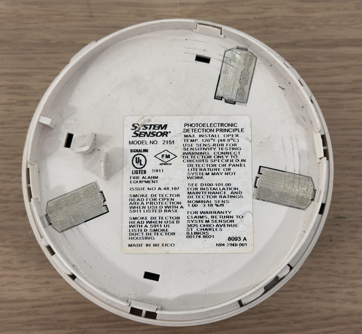 System Sensor 2151 Photoelectric Low-Profile Smoke Detector Head