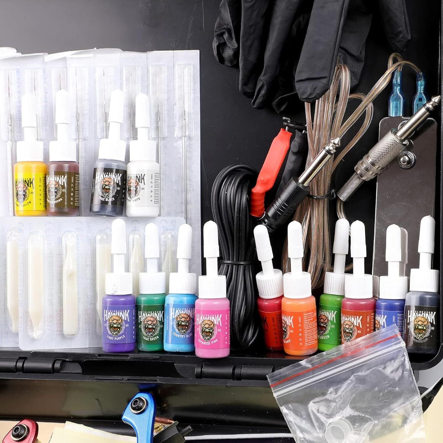 Complete Tattoo Kit 4 Pro Machine Guns 7 Inks Power Supply Foot Pedal Needles