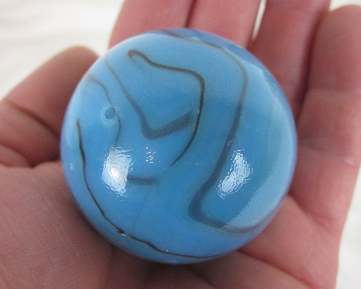 TOE BREAKER 50mm (2") BRONTOSAURUS Blue Swirl Marbles glass Toebreaker HUGE