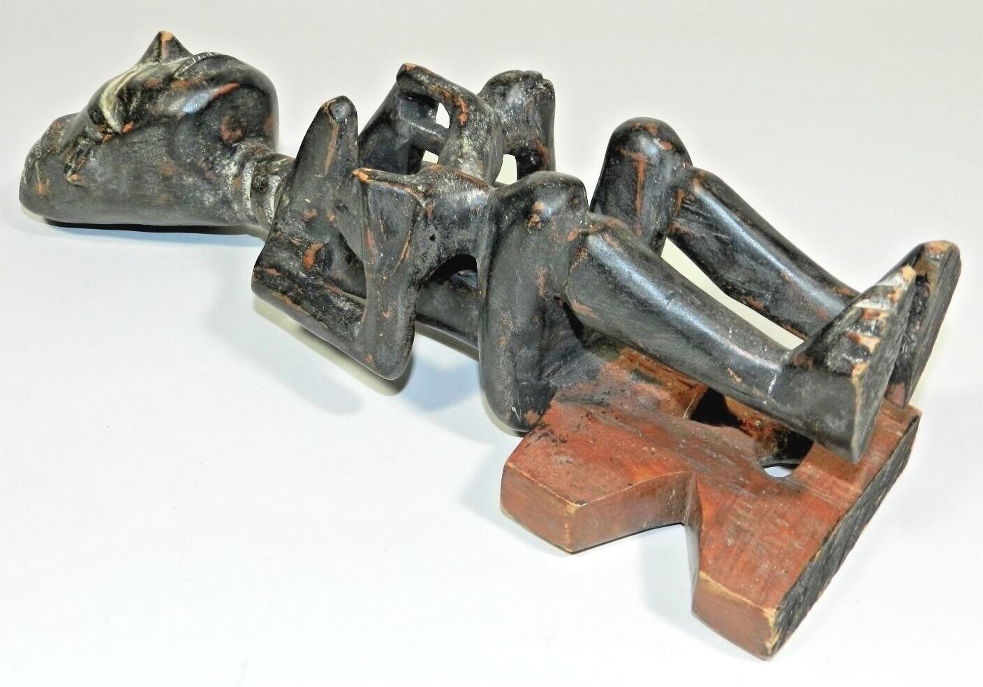 Vintage African Hand Carved Guardian Figure 14.75" Tribal Wood Sculpture