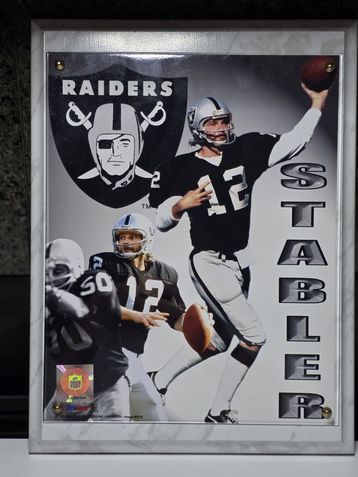 RAIDERS HOF KEN STABLER WOODEN PLAQUE 12x9