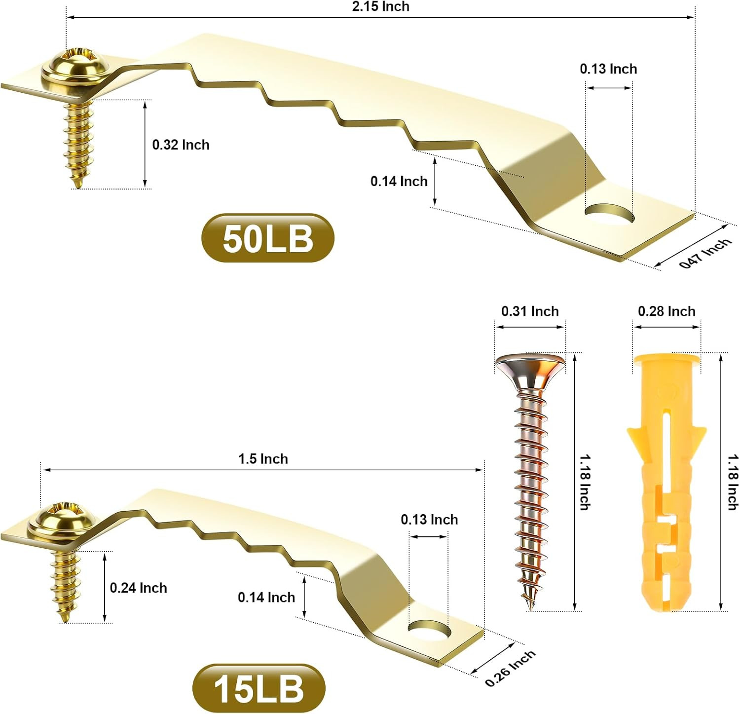 Sawtooth Picture Hangers, Picture Hanging Kit,Heavy-Duty Wall Hanging Kit with D