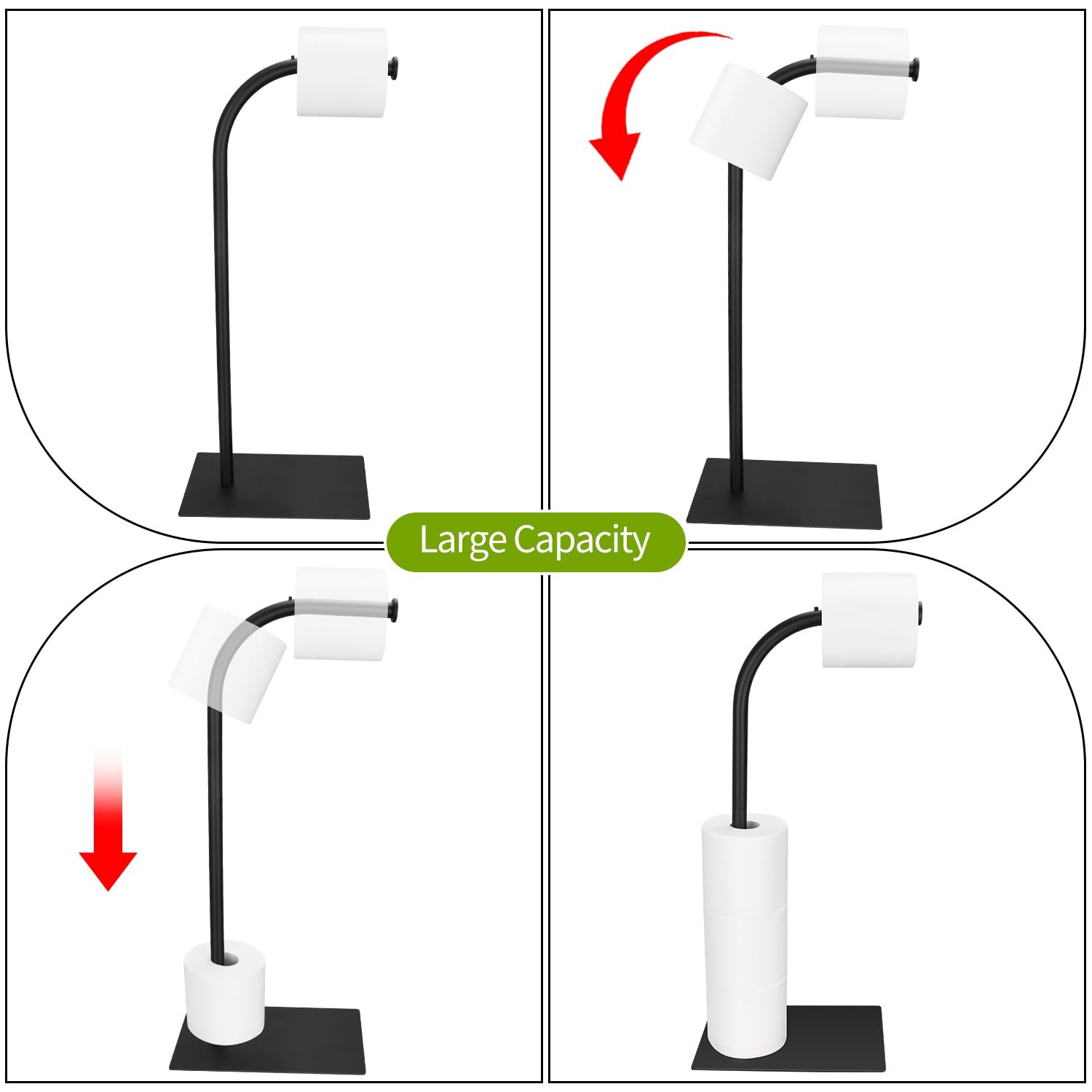 Toilet Paper Holder Stand, Free Standing Toilet Paper Holder with Weighted Ba...