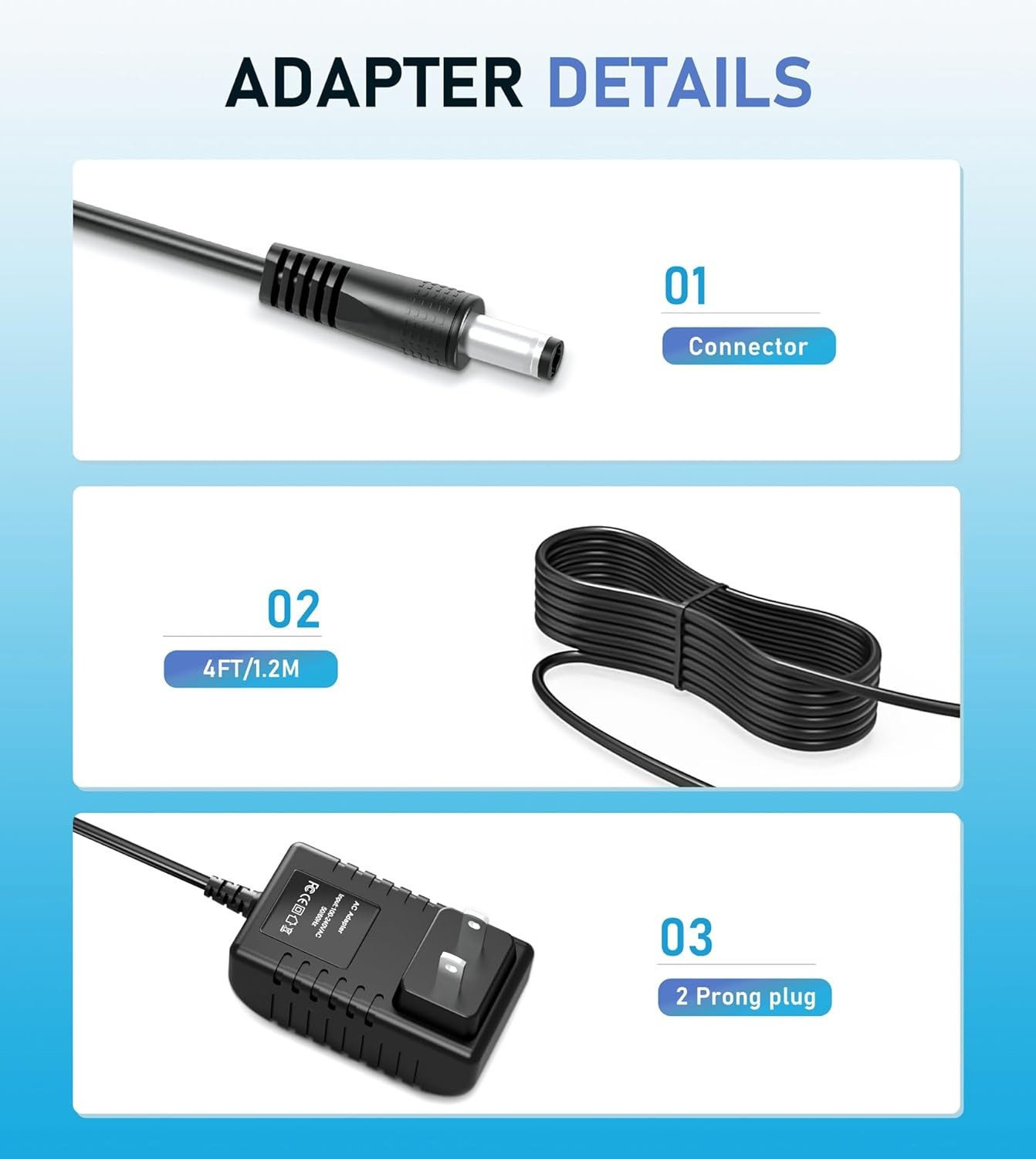 5V 3A 2.5A Adapters Power Cord with 10 Plug 5.0V 3000mA 2800mA 2500mA Charger