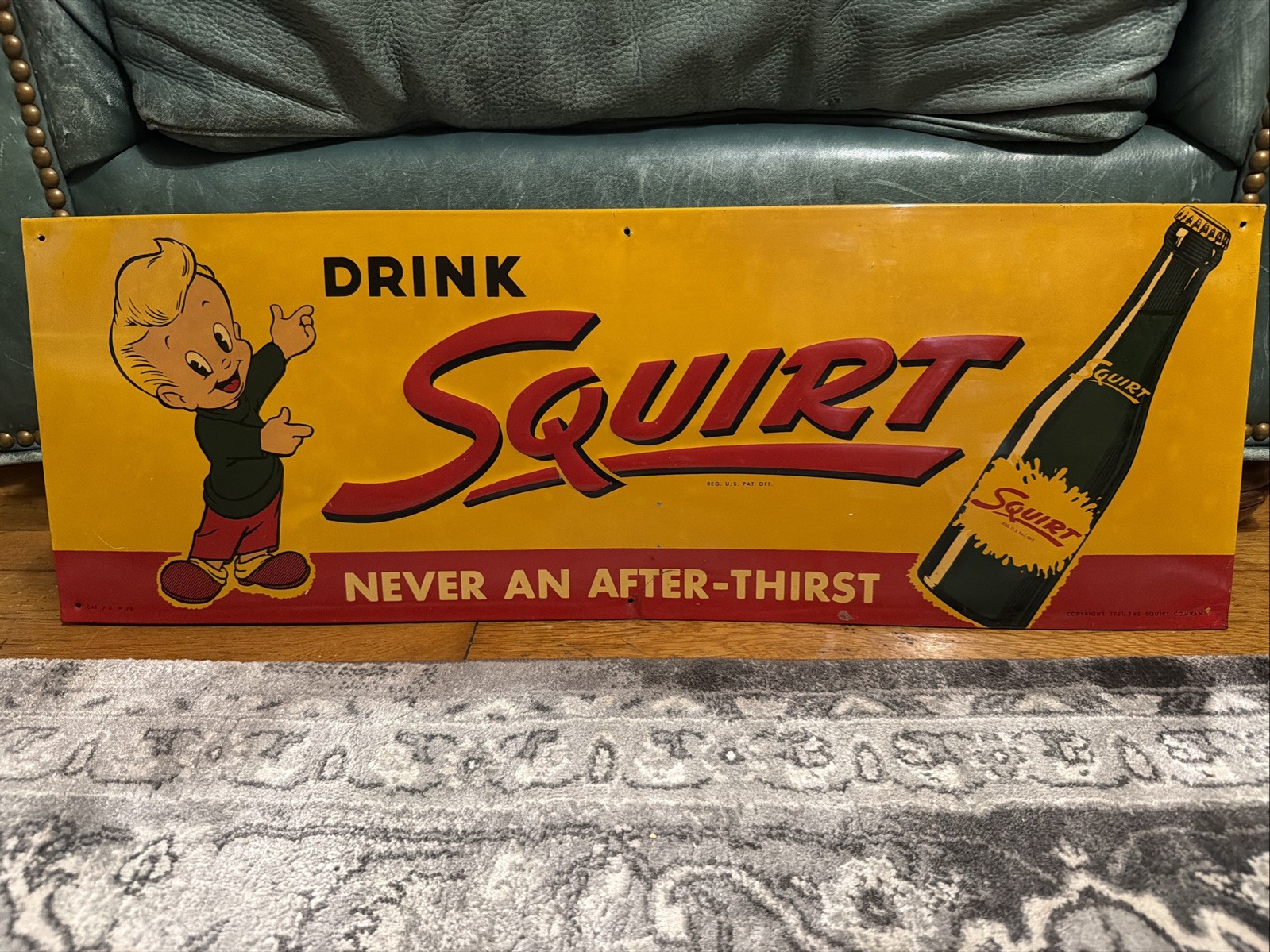 Original 1951 Squirt Soda Advertising Sign