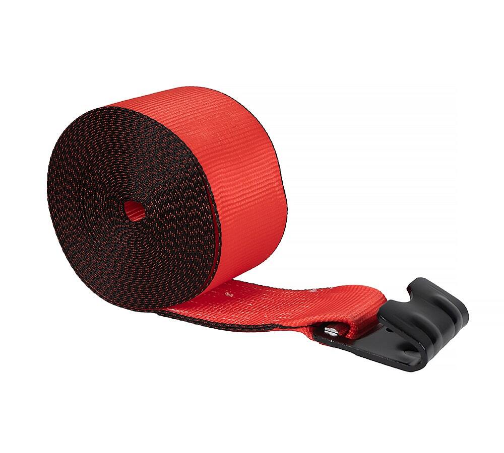 (10 Pack) 4"x30' Winch Straps Red w/flat hook, WLL 5400 Flatbed Tie Down Strap