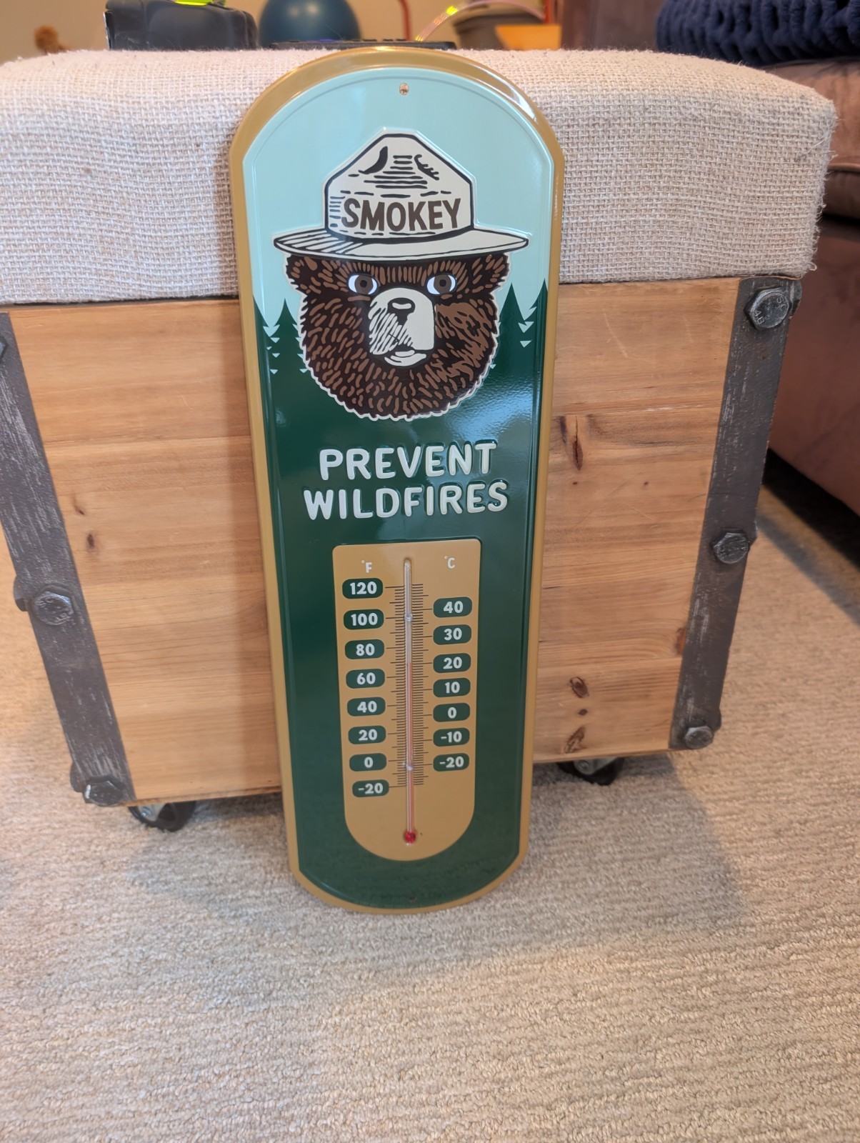 Officially Licensed Smokey The Bear Open Roads Metal Thermometer 18" X 5.75"