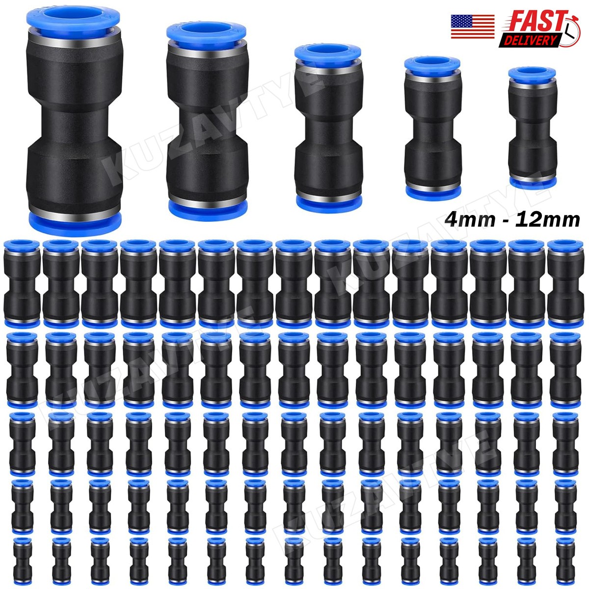 50PCS Air Line Fittings Straight Push Quick Release Connect Pneumatic Connectors