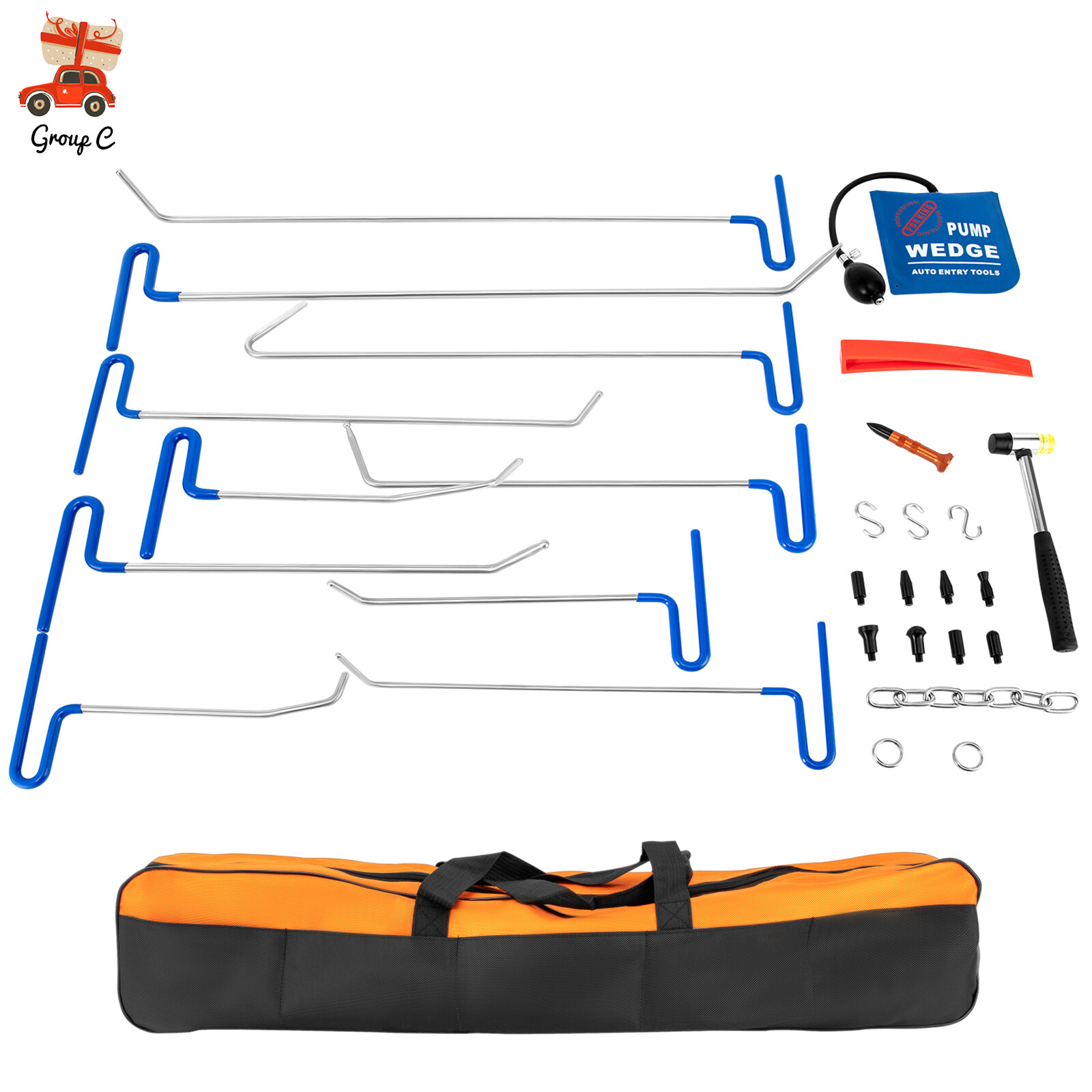 30PCS Car Paintless Dent Repair Kit with Rods, Hail Removal Tools