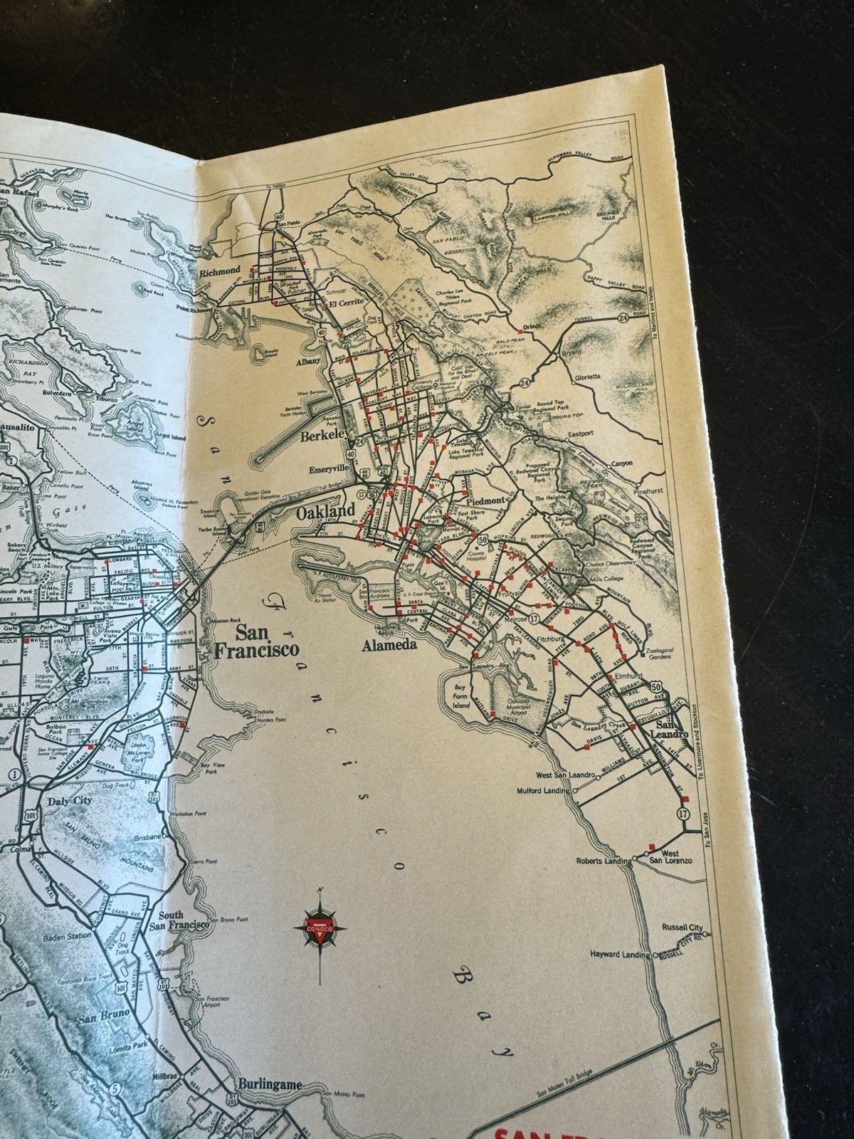 1936 Conoco Oil & Gas service station Travel Bureau California & Nevada map ----