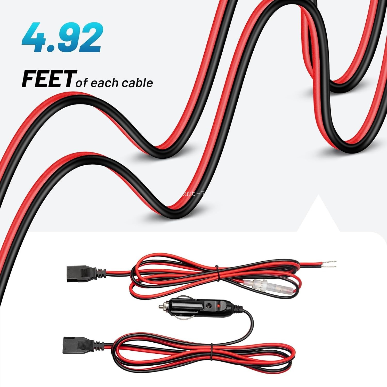 2x CB Power Cord 12V 3-Pin Plug Cigarette Lighter Socket 4.9ft for CB Ham Radio