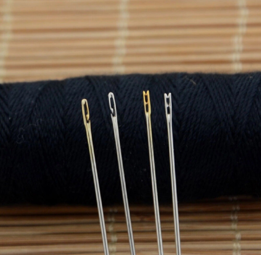 24Pcs Stainless Steel Self-threading Needle Opening Sewing Darning Needle w Case