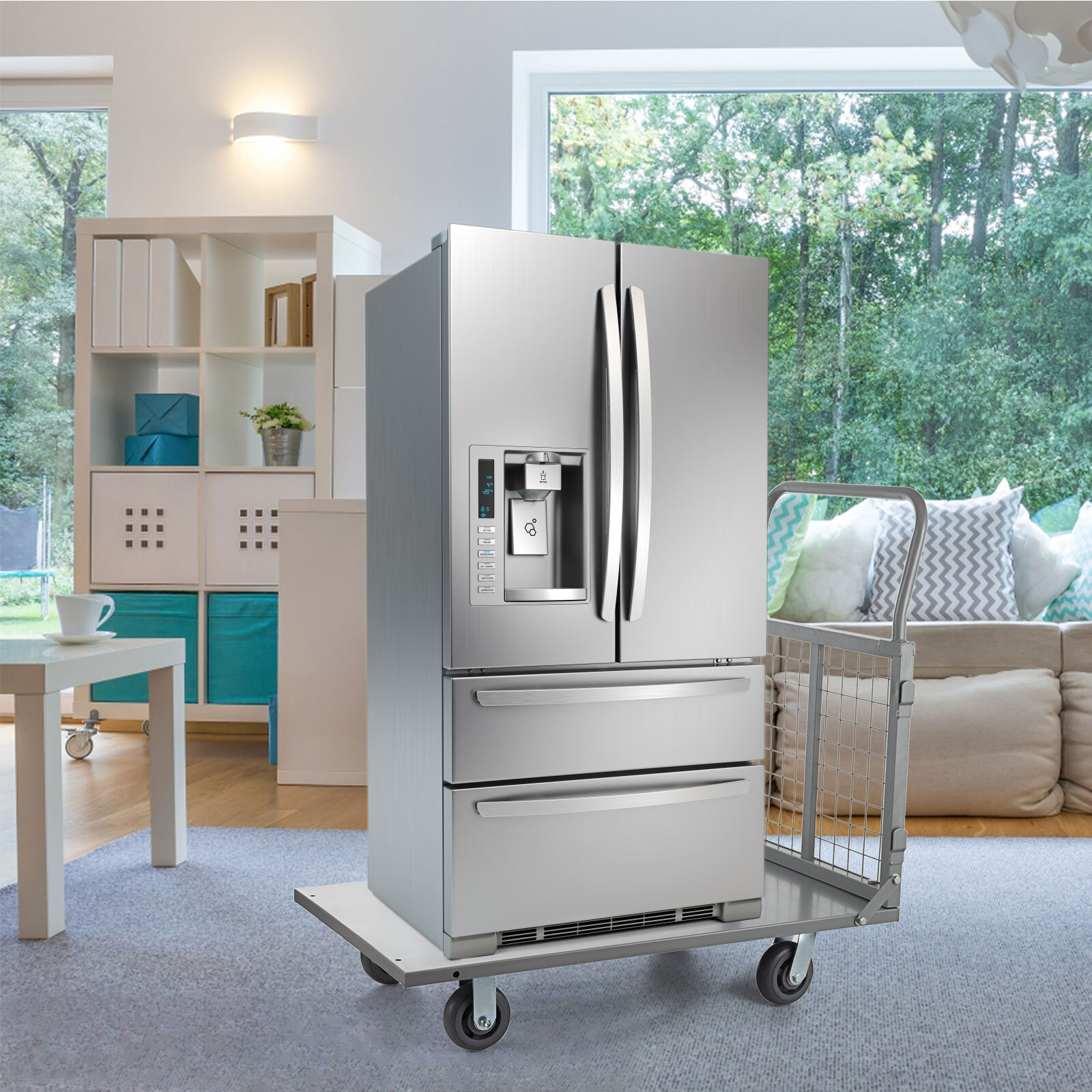 Platform Truck Cart w/ Cage 2000LBS Capacity Folding Hand Truck Dolly