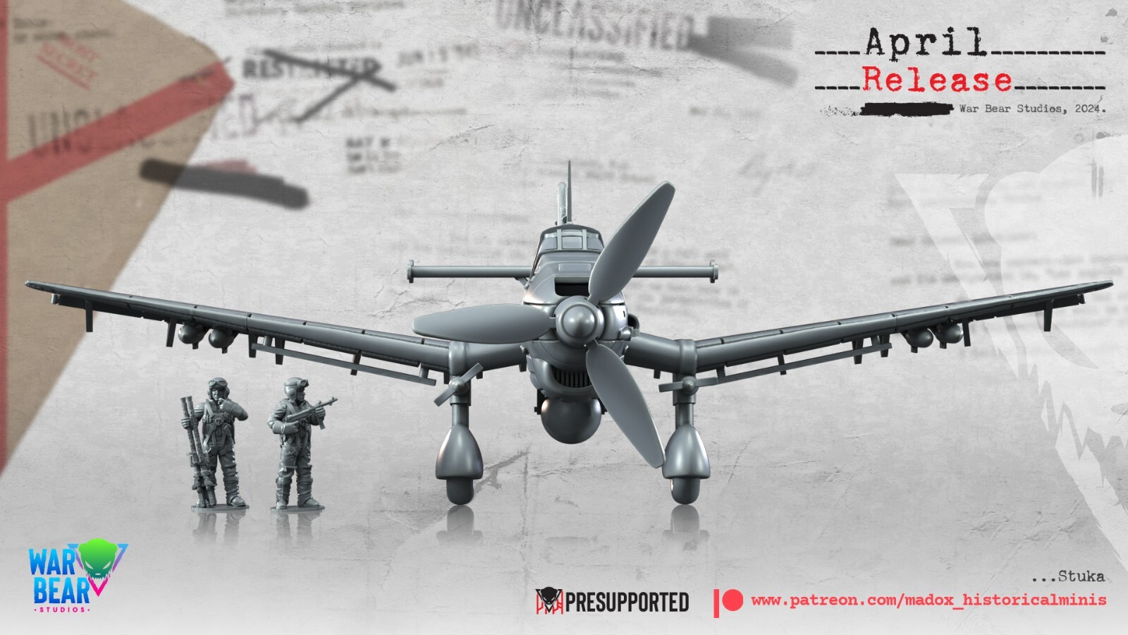 BattleCat Miniatures WW2 German Junkers JU 87 & Crew Bolt Action WWII 20mm 28mm