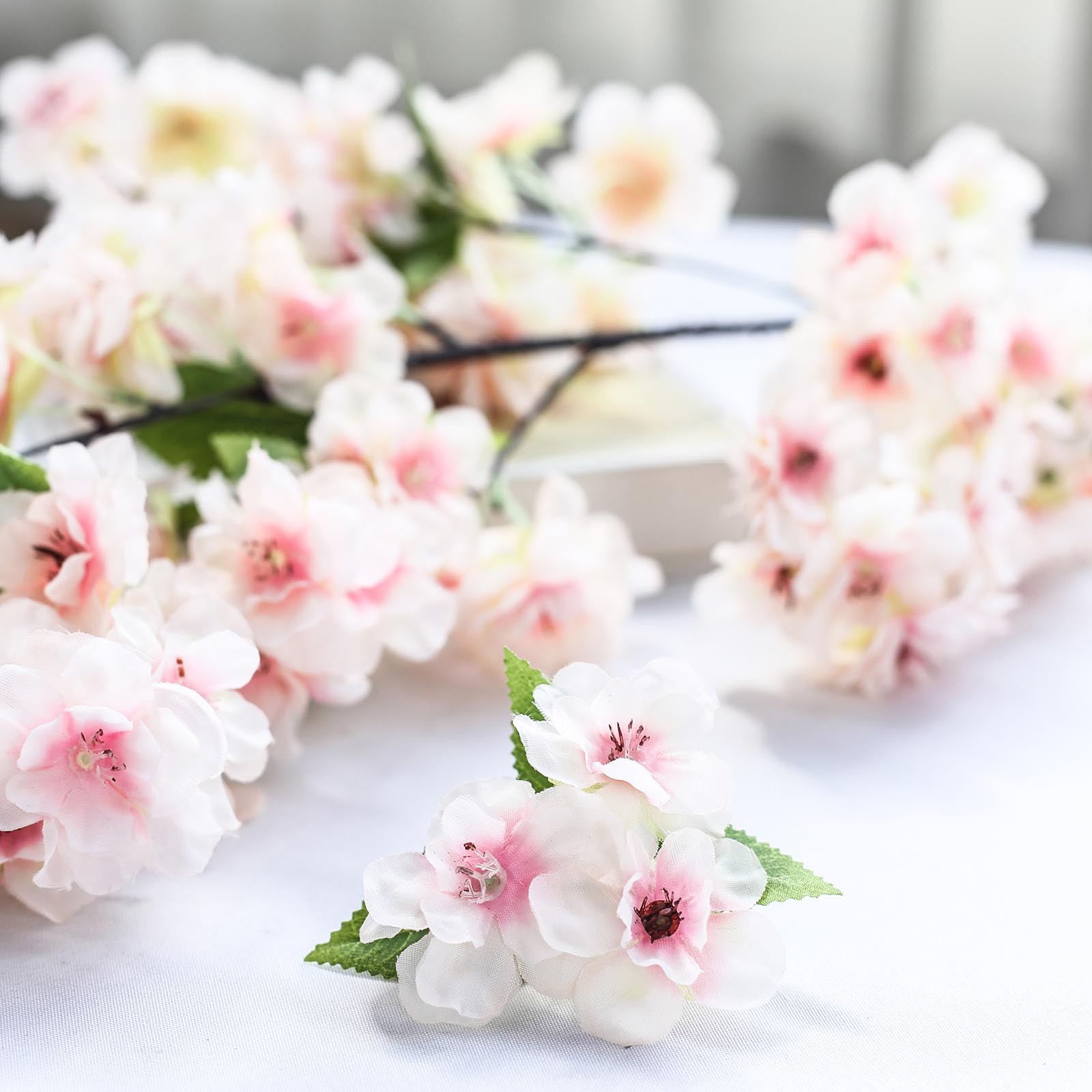 4 BLUSH 40" tall Bushes with Silk Cherry Blossoms Flowers Party Wedding Bouquets