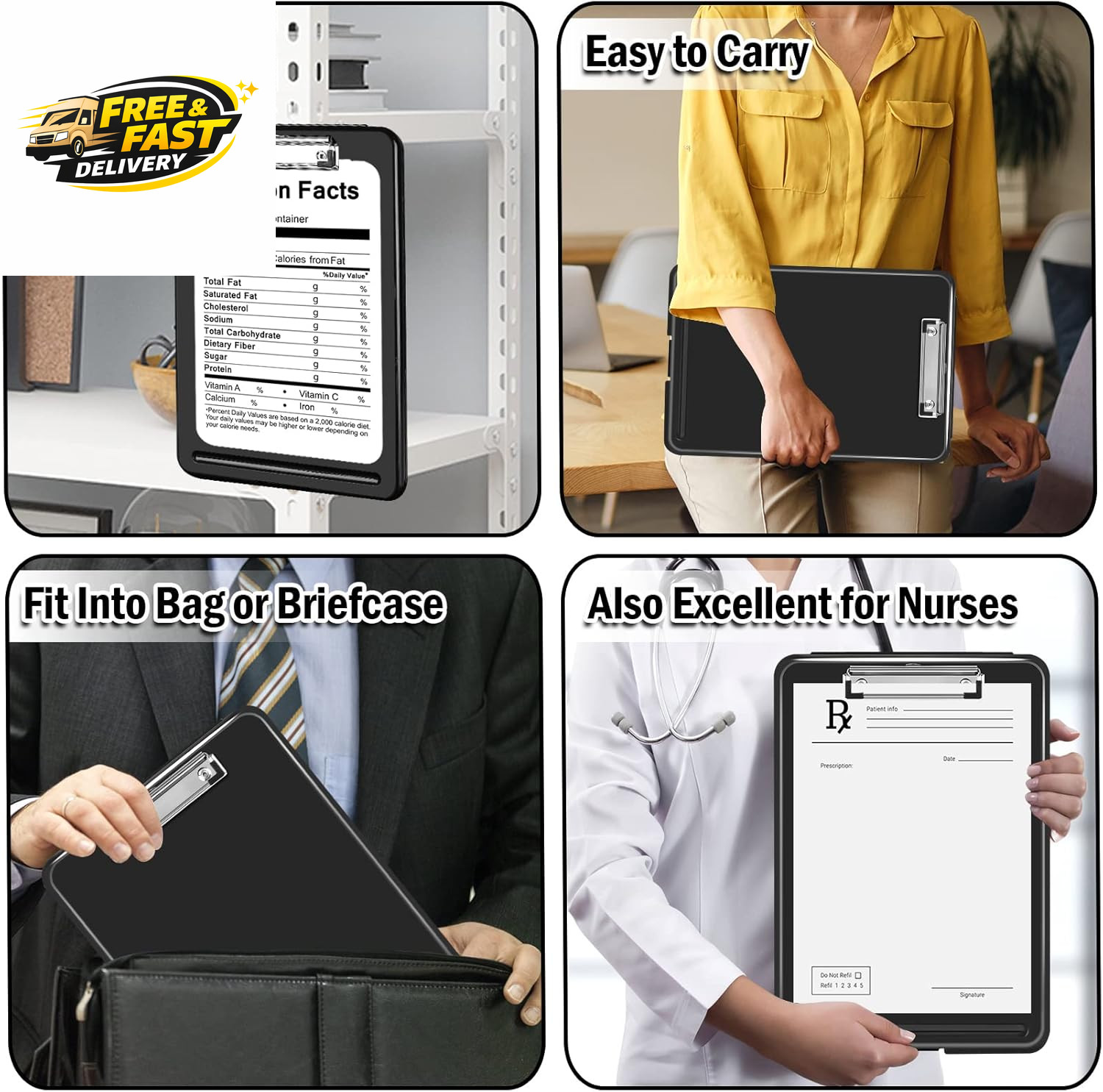 Clipboard with Storage, Clipboards 8.5X11 with Storage, Nursing Clip Board ,