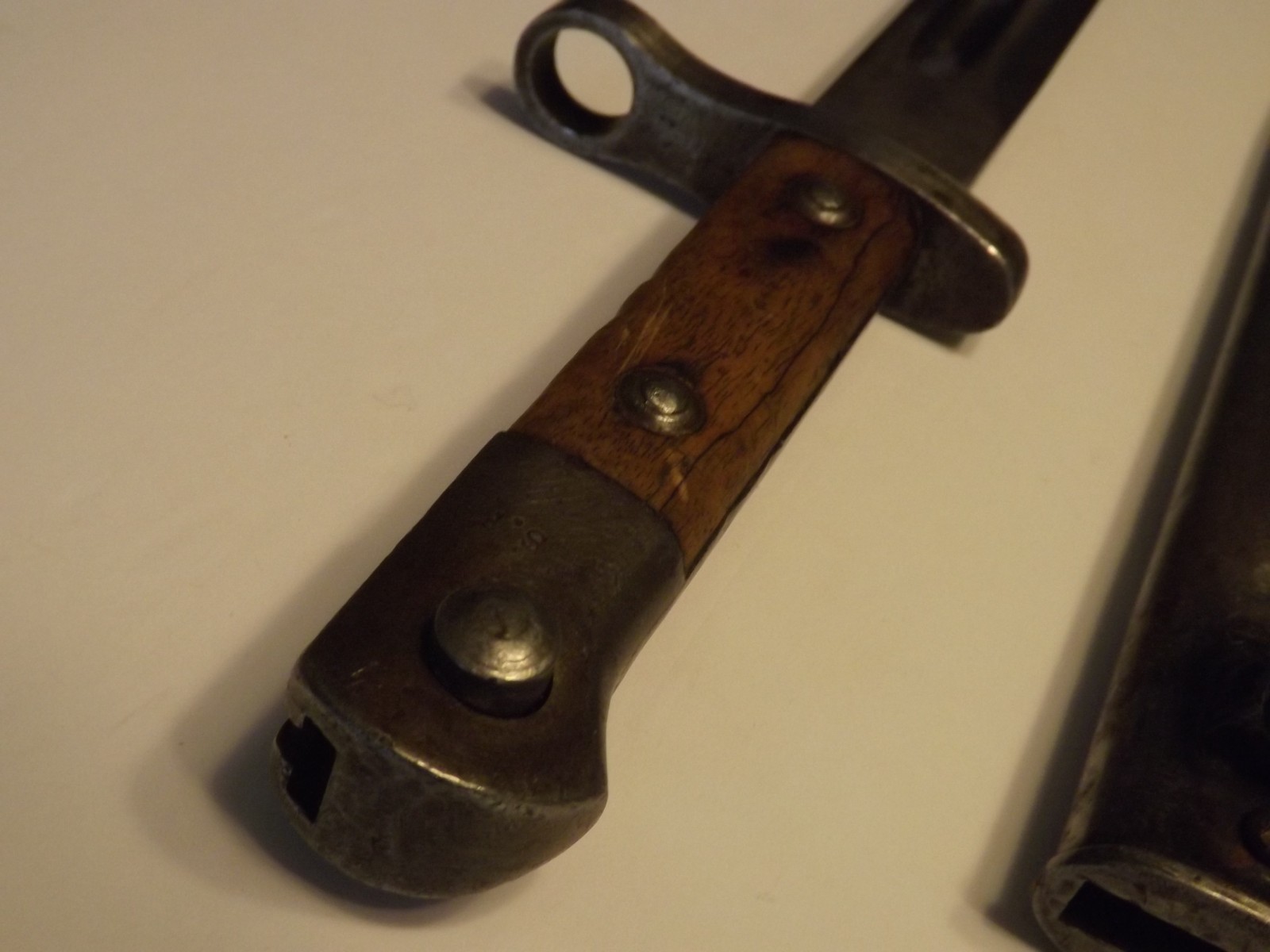 Vintage WWII M-1935 Turkish Mauser Bayonet with Metal Scabbard-VG