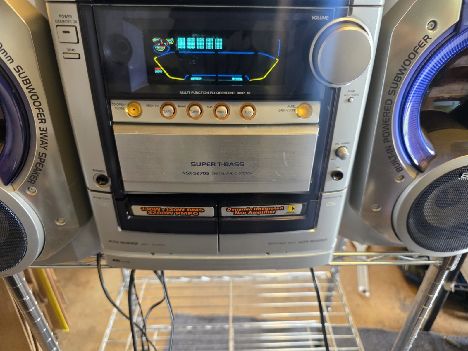 AIWA CX-NSZ705HT Compact Stereo System w/ Dual Powered Subwoofers – AM/FM Works