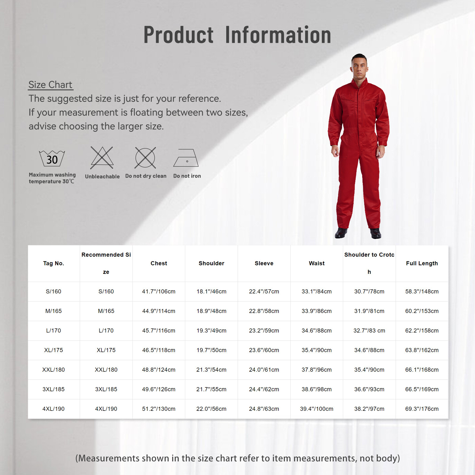 Men's Cotton Work Coveralls Long Sleeve Dustproof Multiple Pockets Jumpsuits