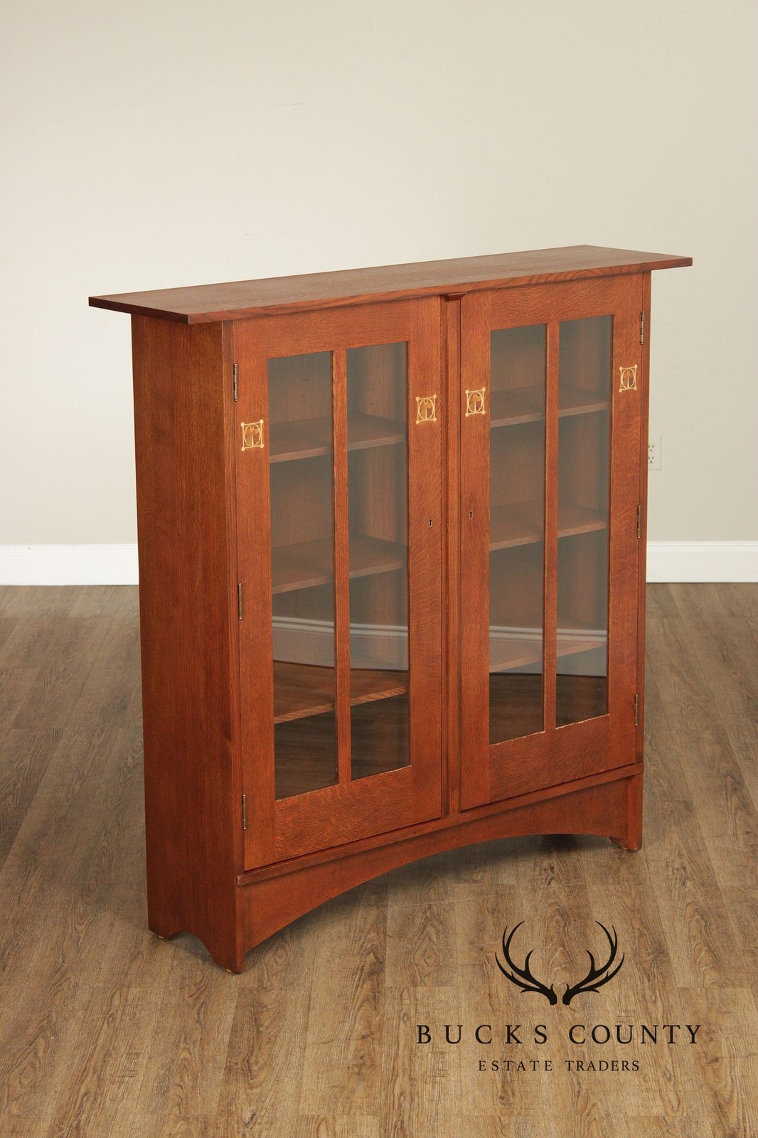 Oak Two Door Bookcase Harvey Ellis Inlaid Oak 2 Door Bookcase