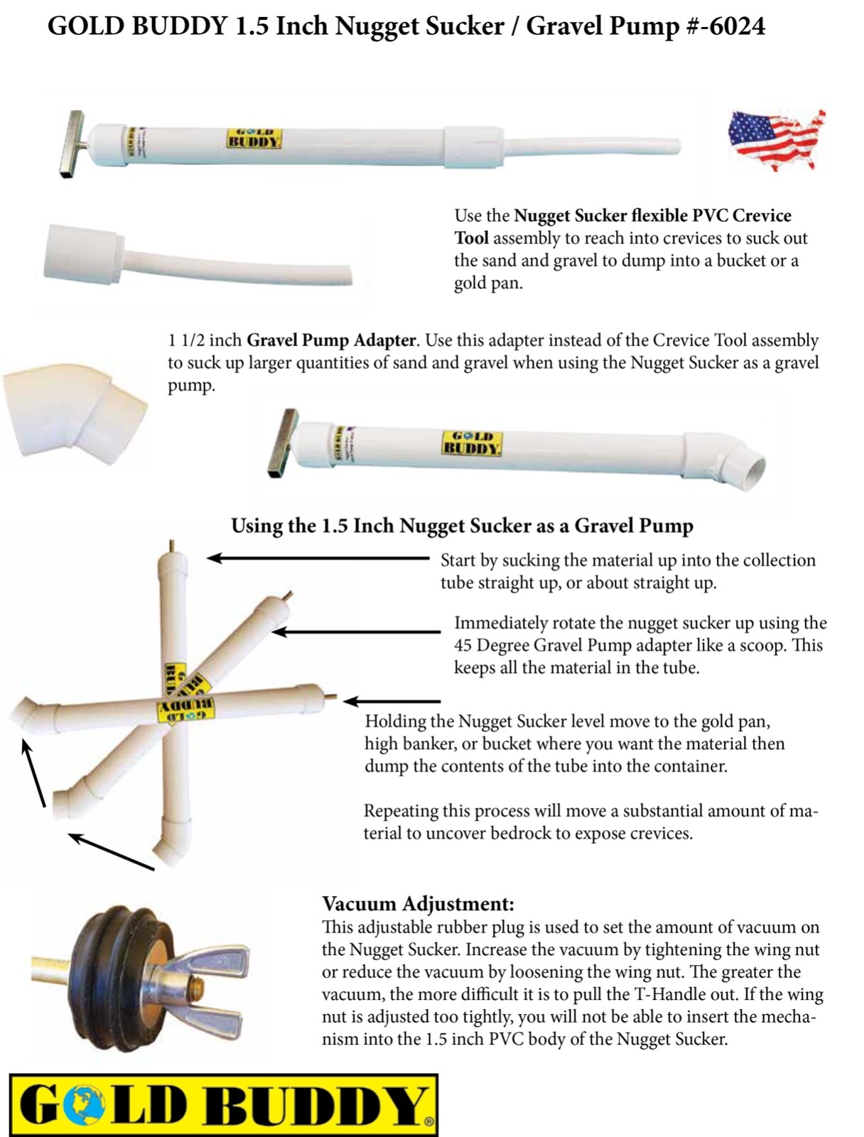 GOLD BUDDY SUCTION TUBE SNIPER NUGGET SUCKER 30 inches